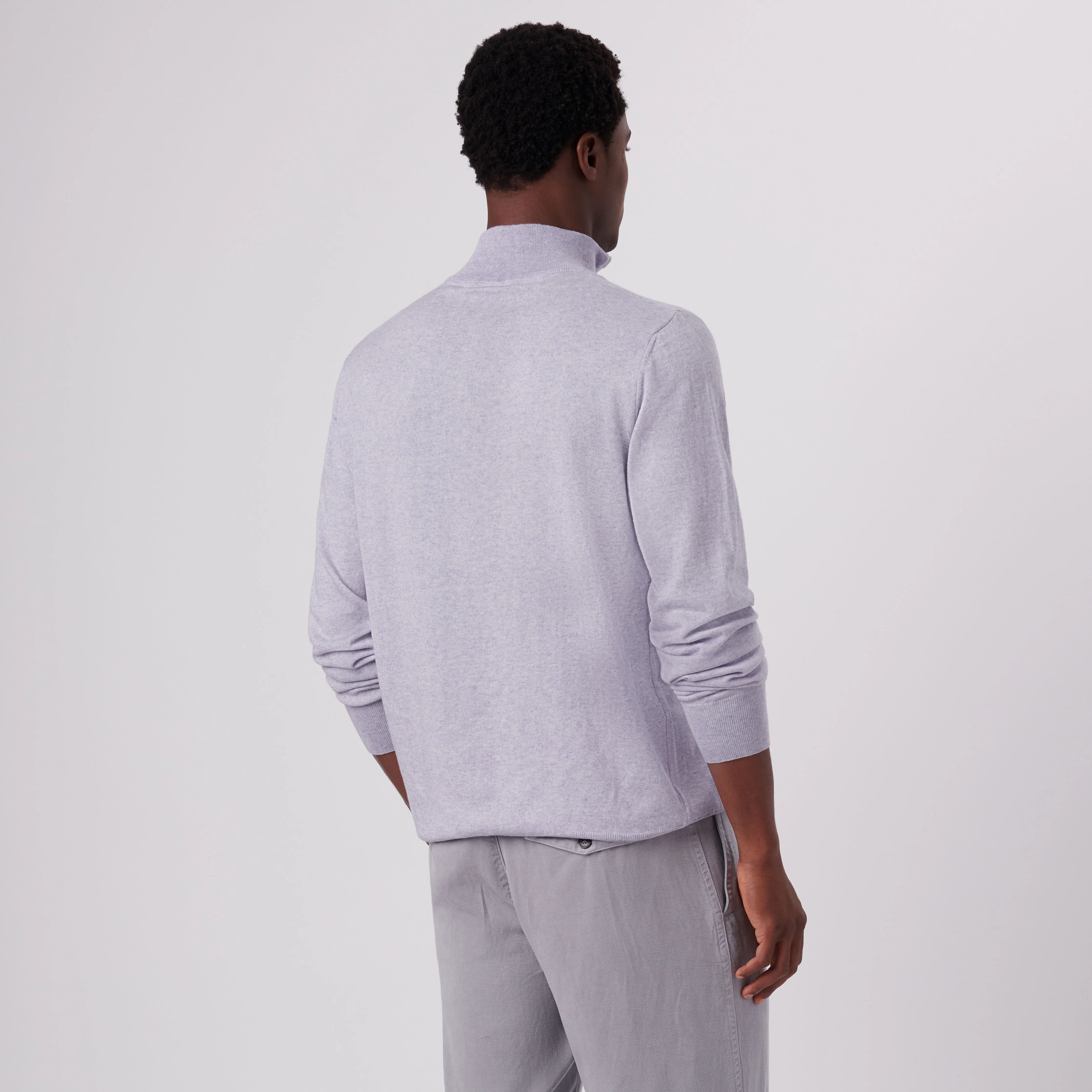 Solid Cotton Cashmere Quarter Zip Sweater sold by Bugatchi product image thumbnail 4