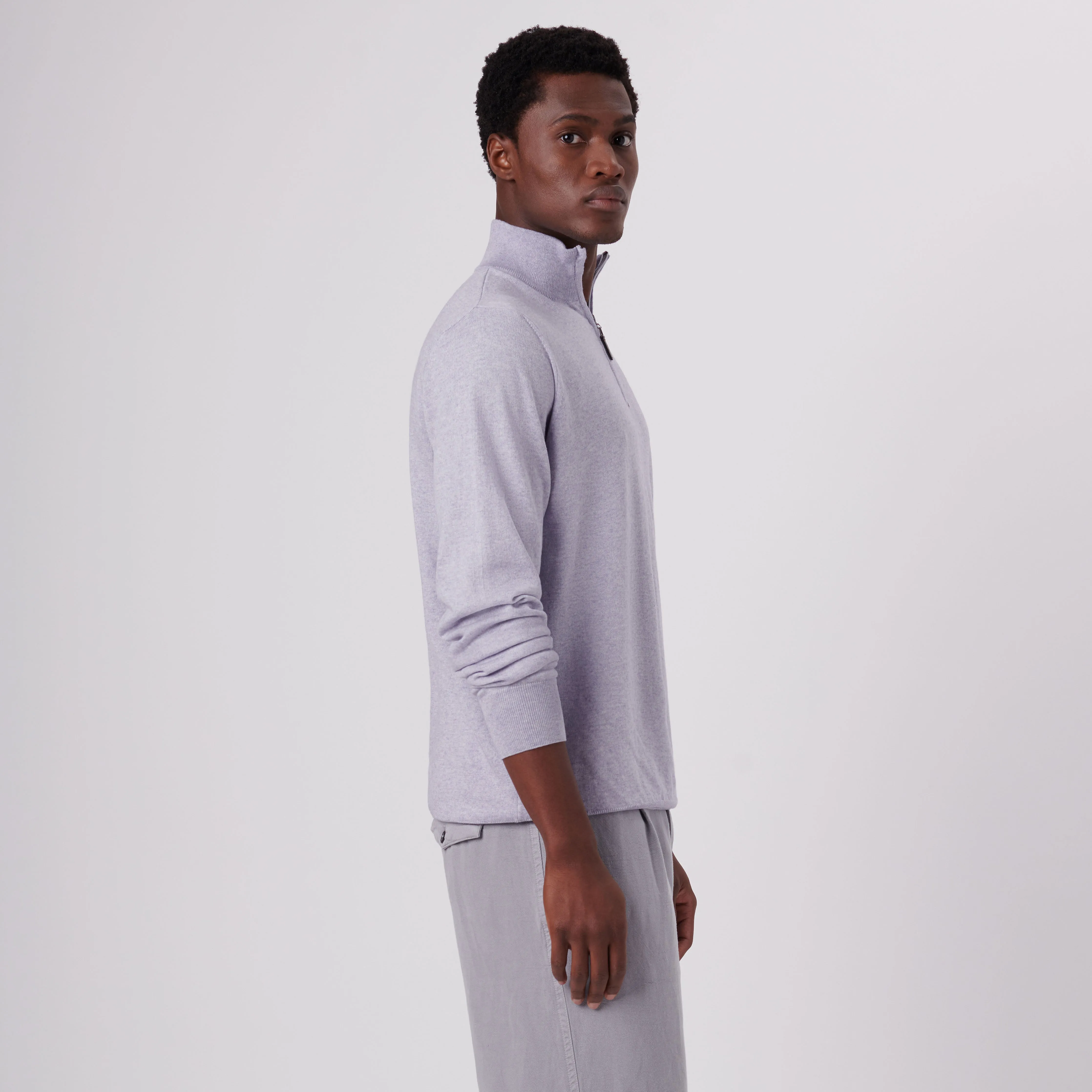Solid Cotton Cashmere Quarter Zip Sweater sold by Bugatchi product image thumbnail 3