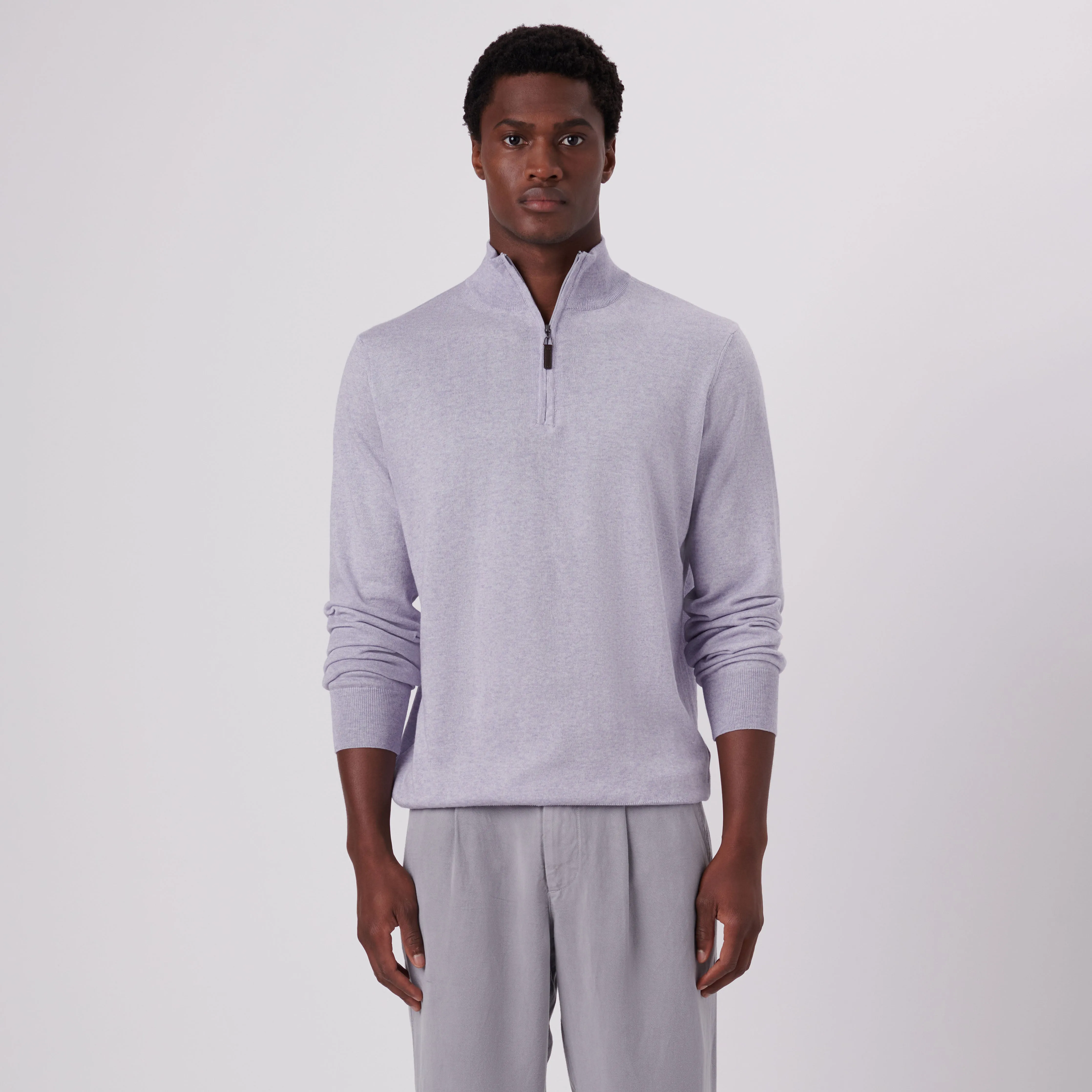 Solid Cotton Cashmere Quarter Zip Sweater sold by Bugatchi product image thumbnail 2