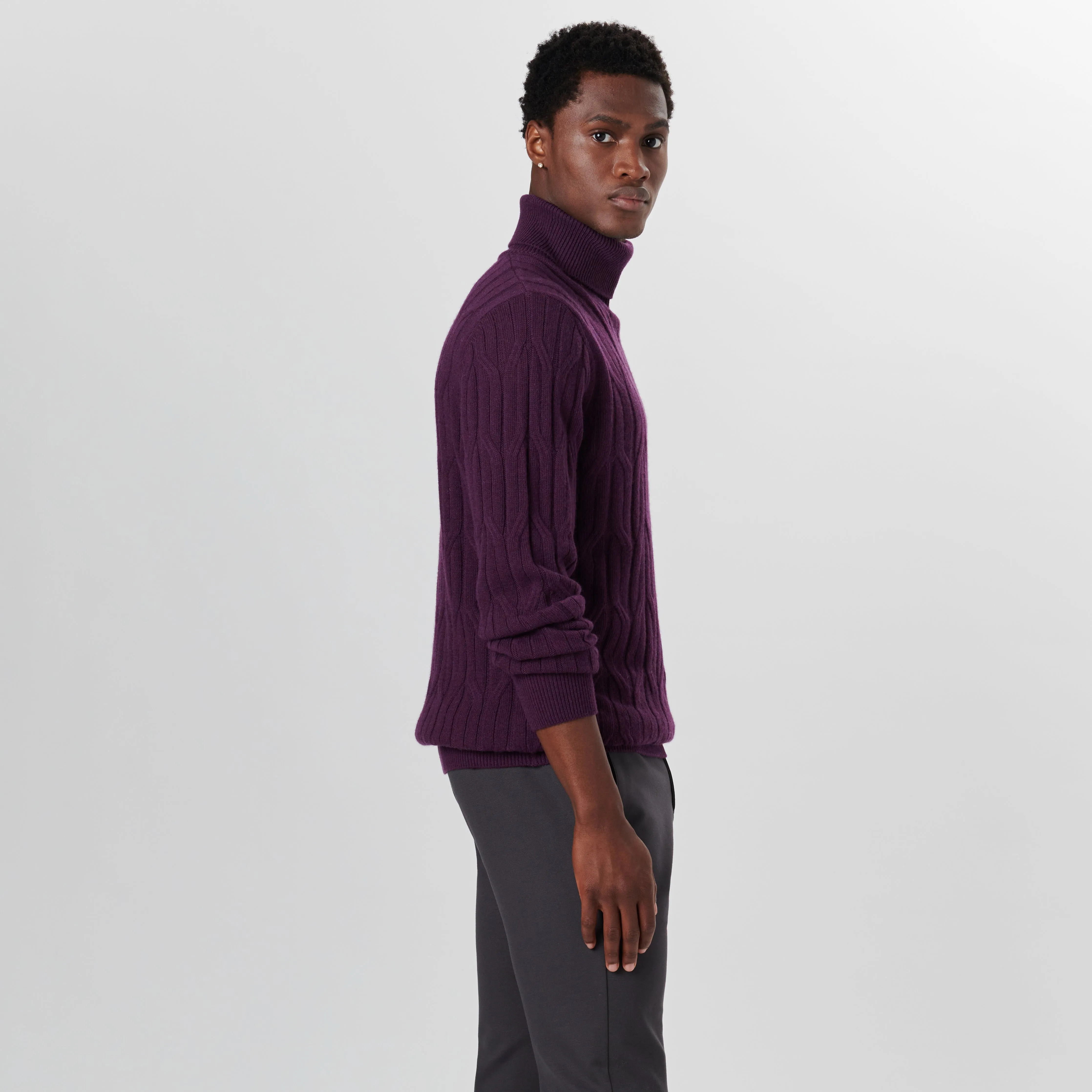 Turtle Neck Cable Jacquard Sweater sold by Bugatchi product image thumbnail 3