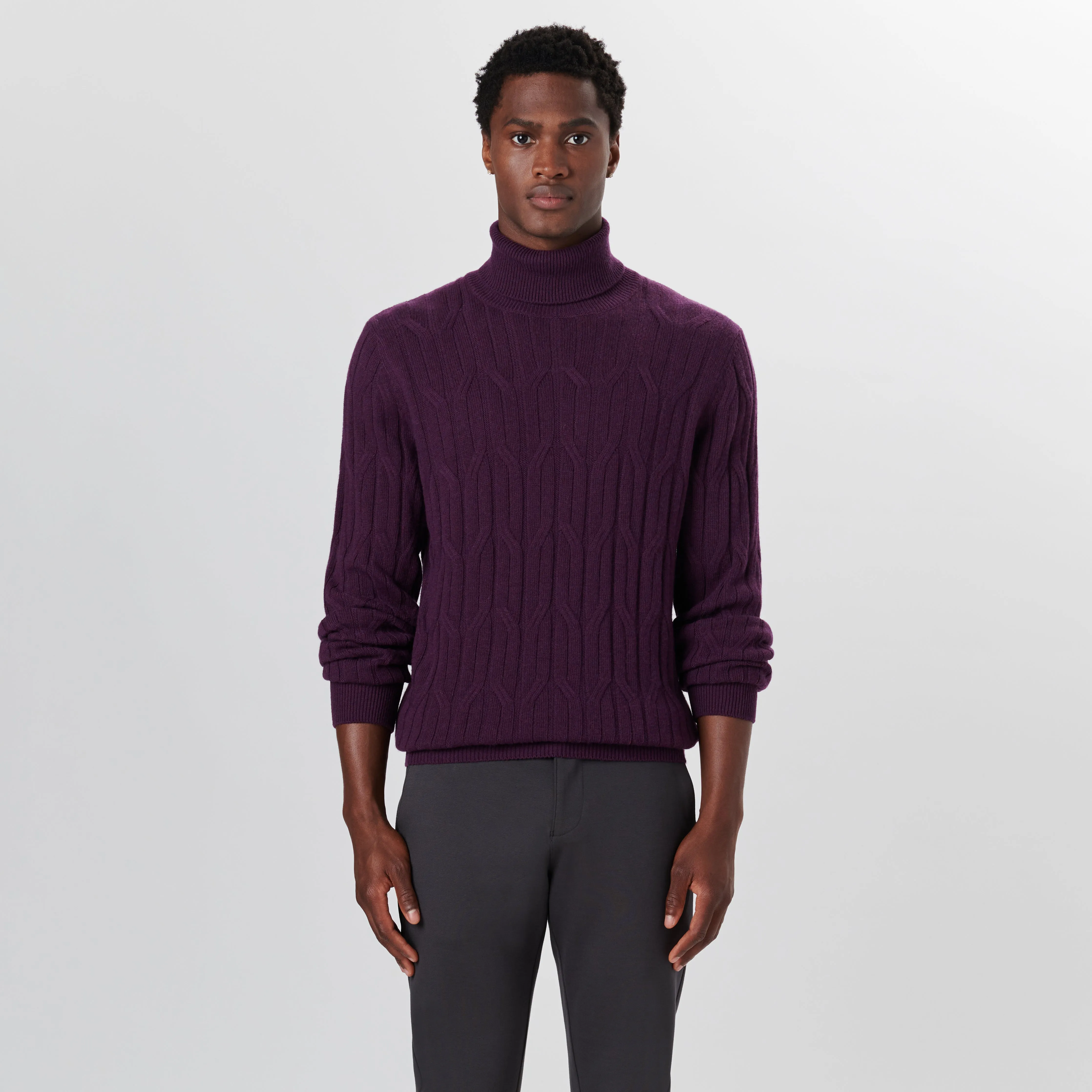Turtle Neck Cable Jacquard Sweater sold by Bugatchi product image thumbnail 2