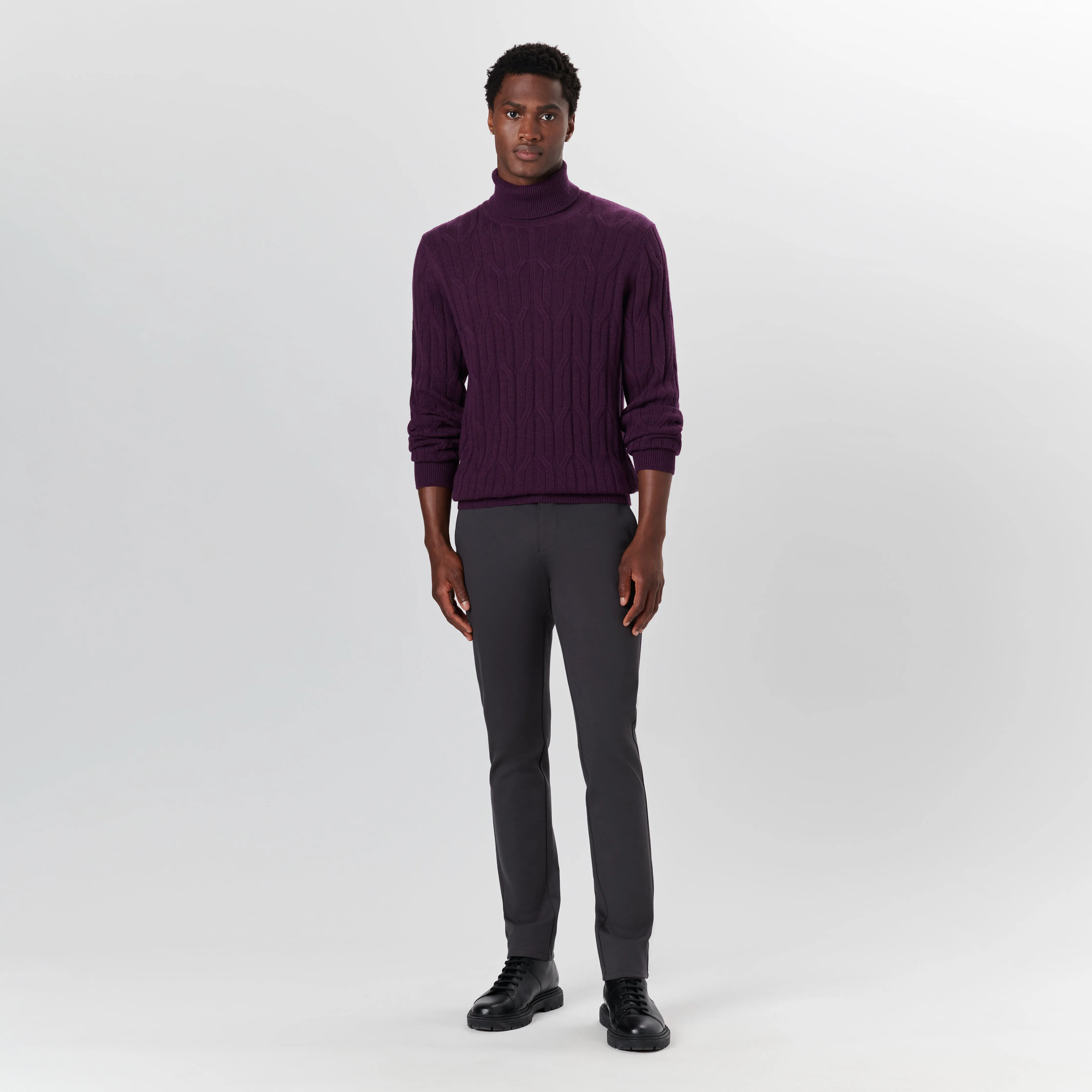 Turtle Neck Cable Jacquard Sweater sold by Bugatchi product image thumbnail 5