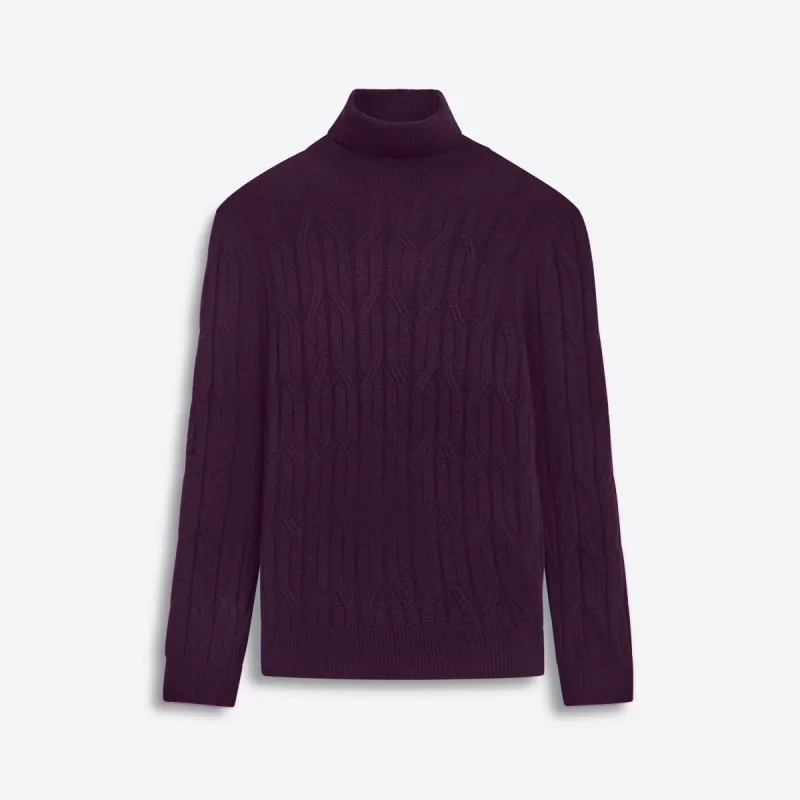 Turtle Neck Cable Jacquard Sweater sold by Bugatchi