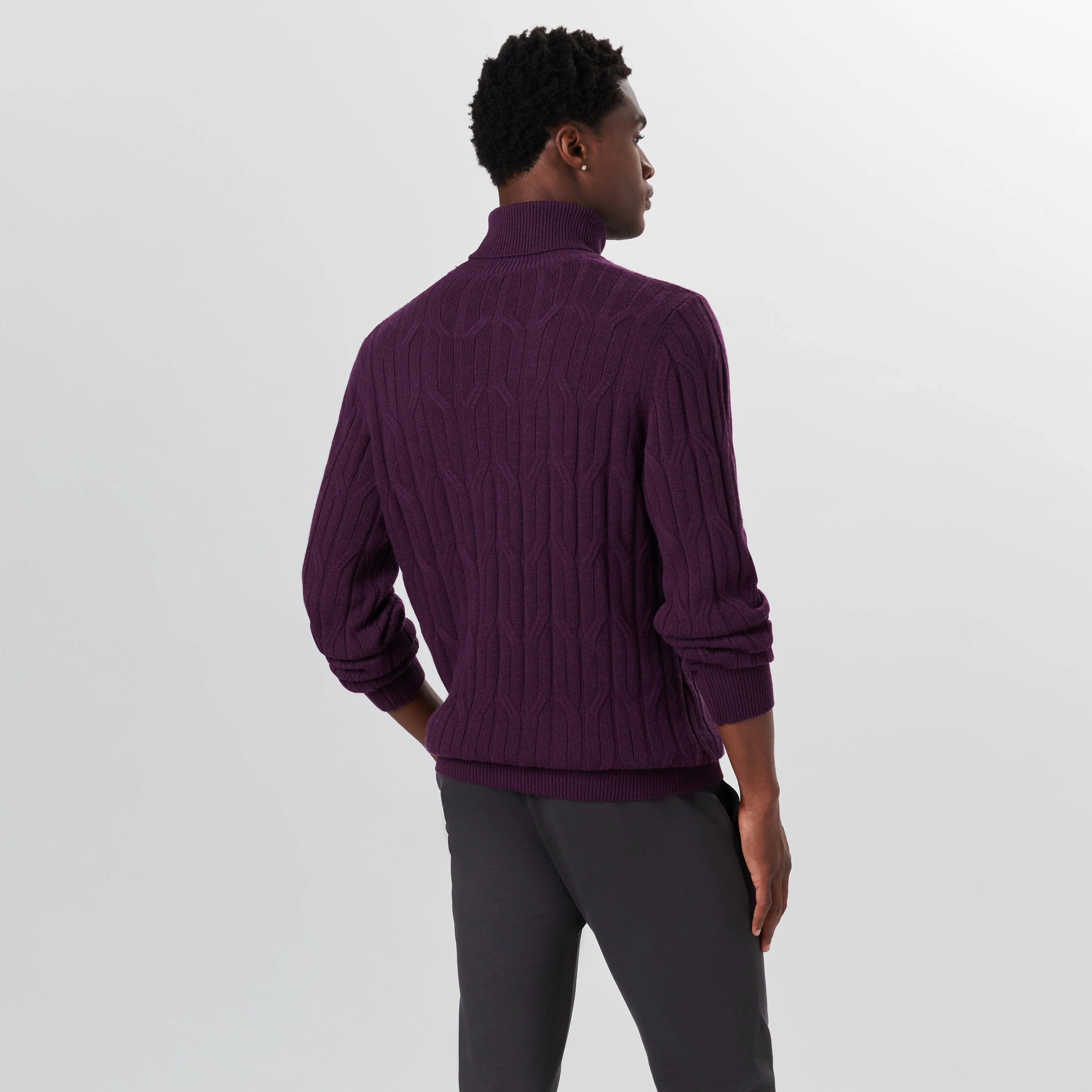 Turtle Neck Cable Jacquard Sweater sold by Bugatchi product image thumbnail 4