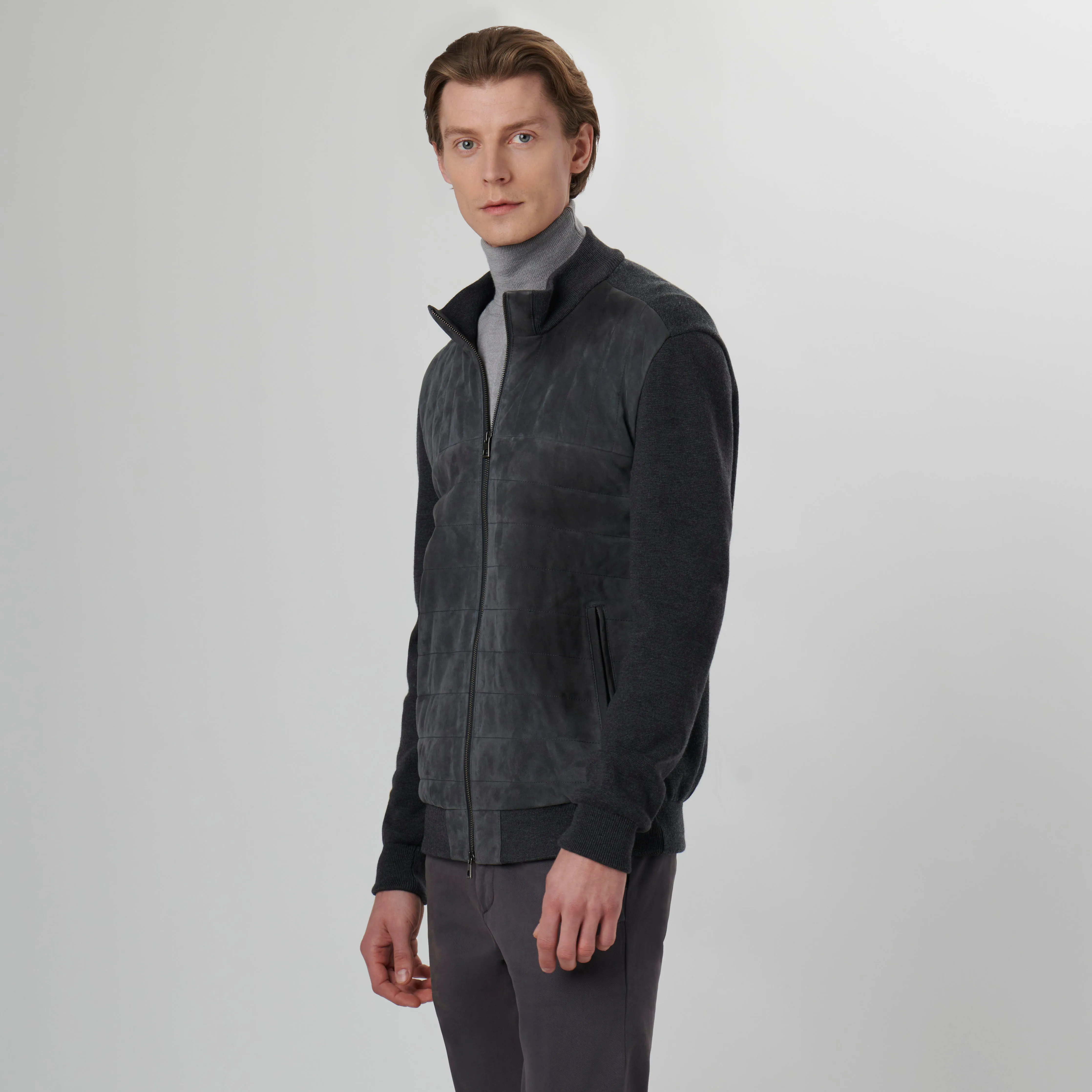 Suede and Wool Sweater Jacket sold by Bugatchi product image thumbnail 3