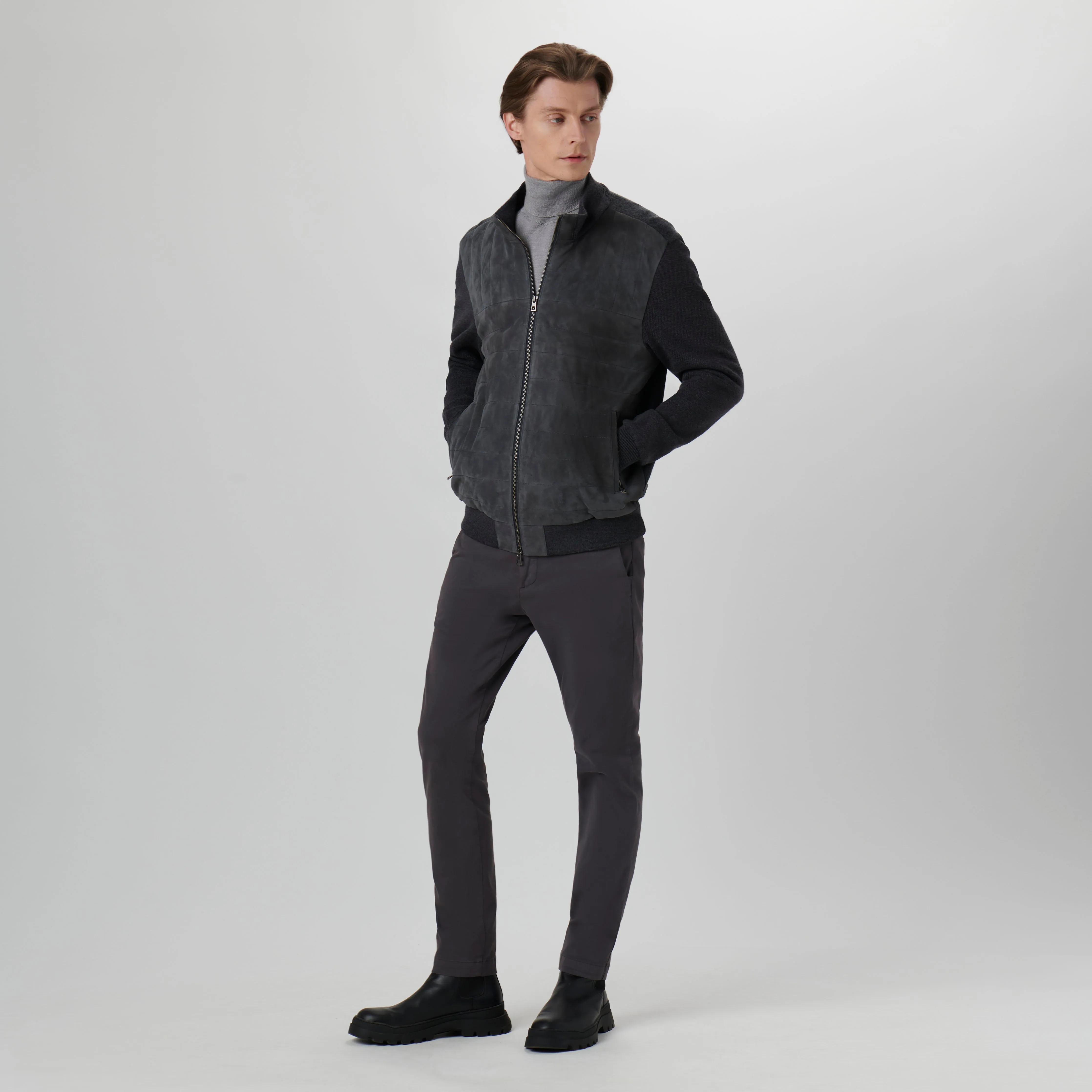 Suede and Wool Sweater Jacket sold by Bugatchi product image thumbnail 5