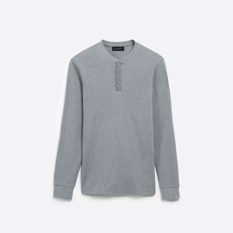 COMFORT Heather Waffle Knit Three Button Henley sold by Bugatchi