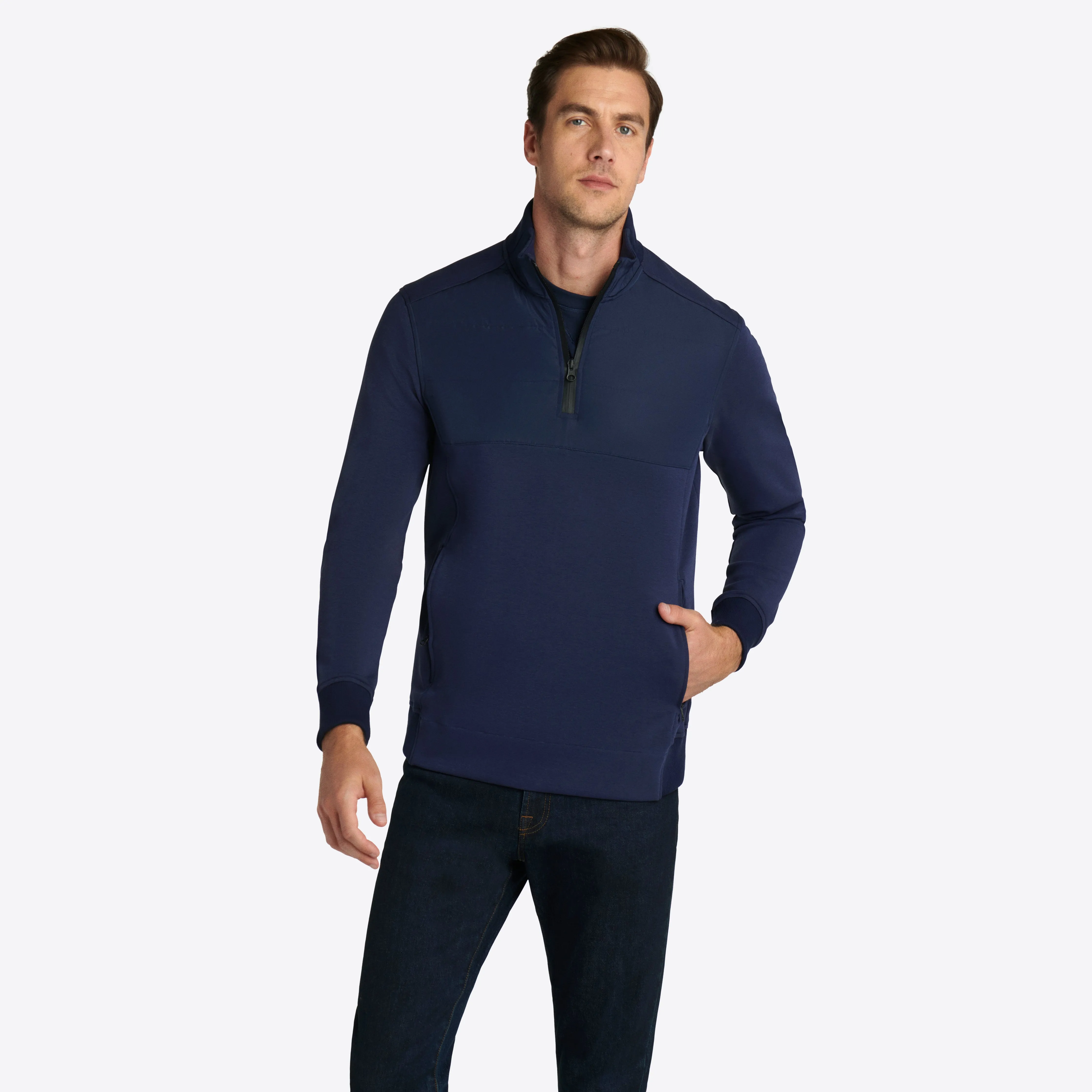 Solid Quarter Zip Mock Neck Pullover sold by Bugatchi product image thumbnail 3