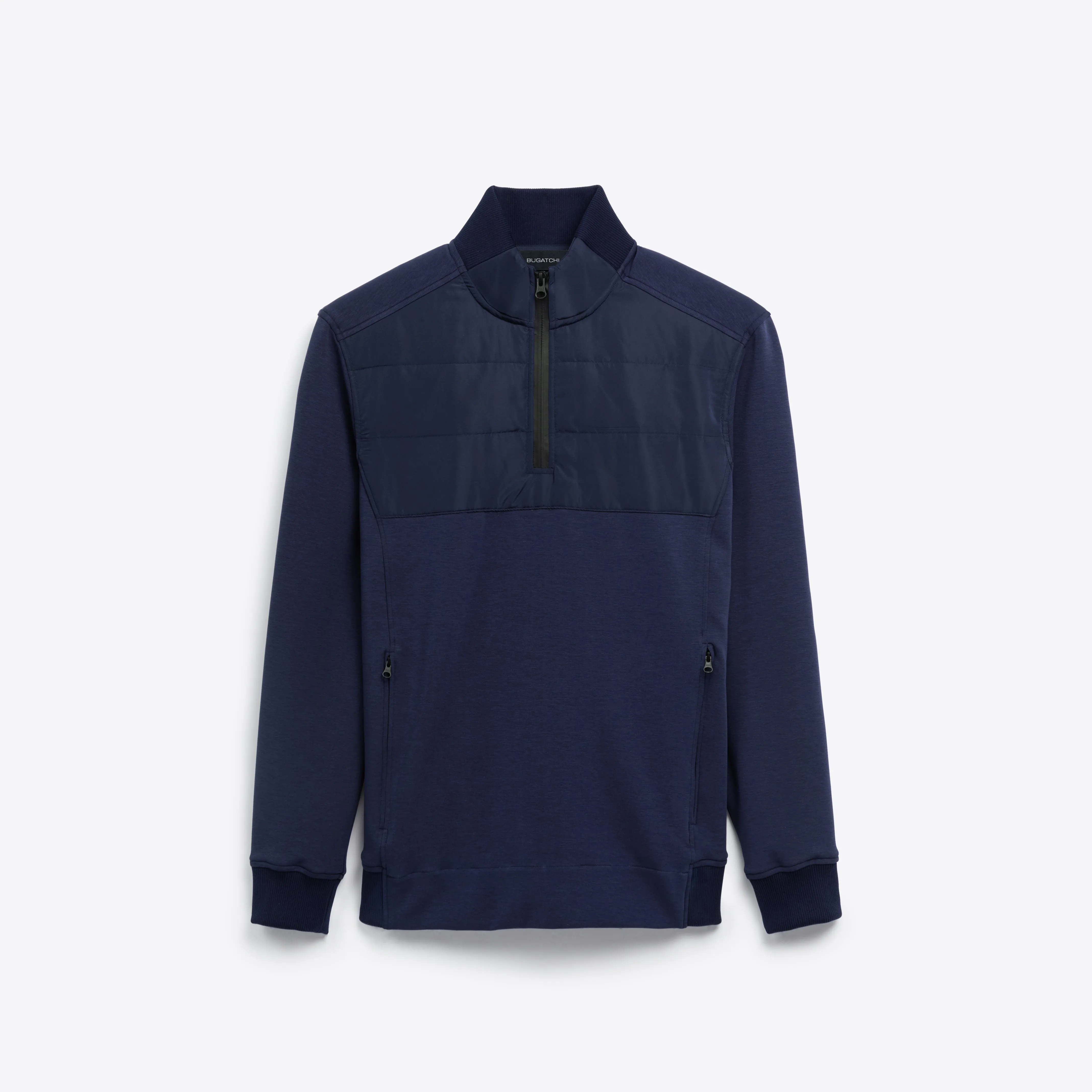 Solid Quarter Zip Mock Neck Pullover sold by Bugatchi