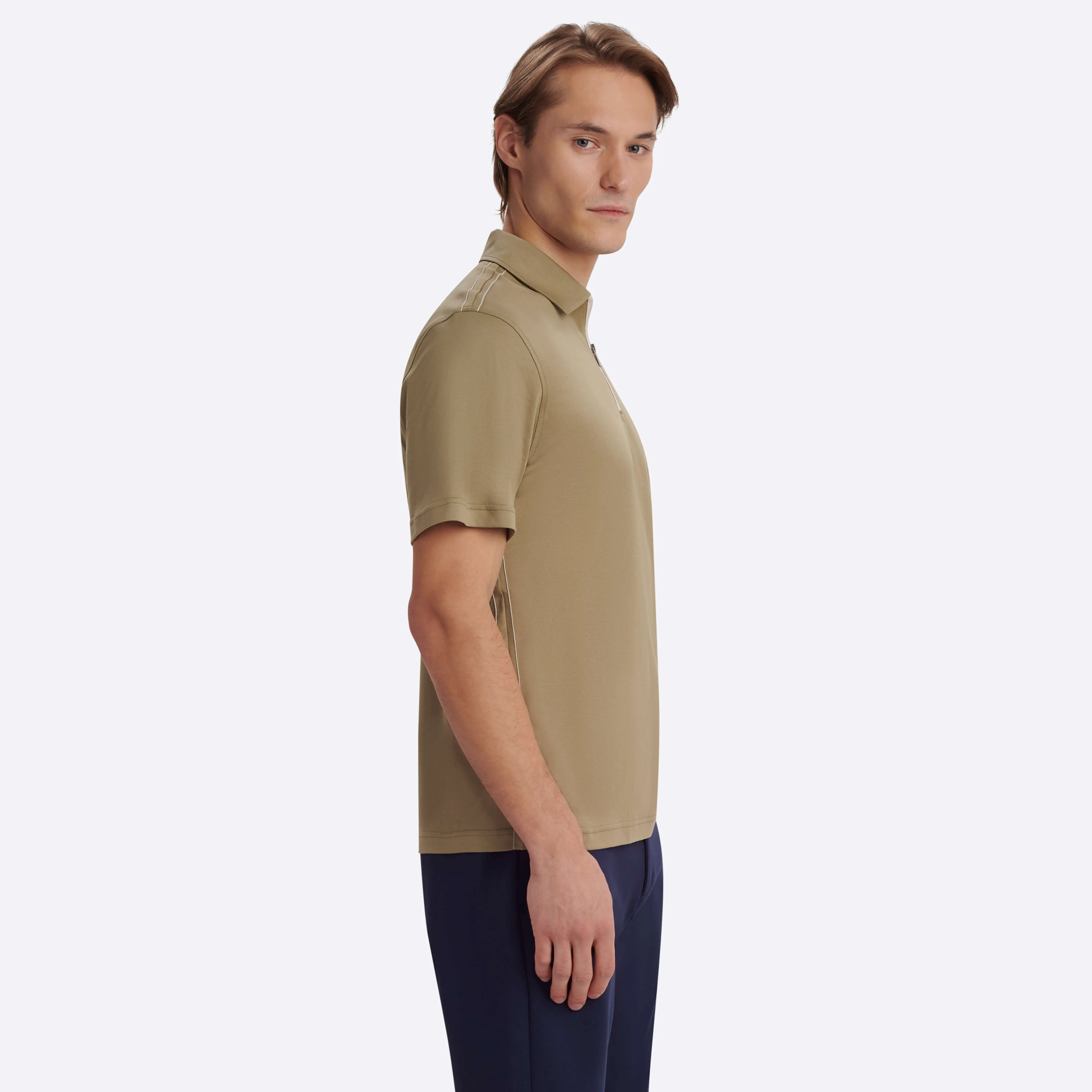 Short Sleeve Quarter Zip Polo sold by Bugatchi product image thumbnail 3