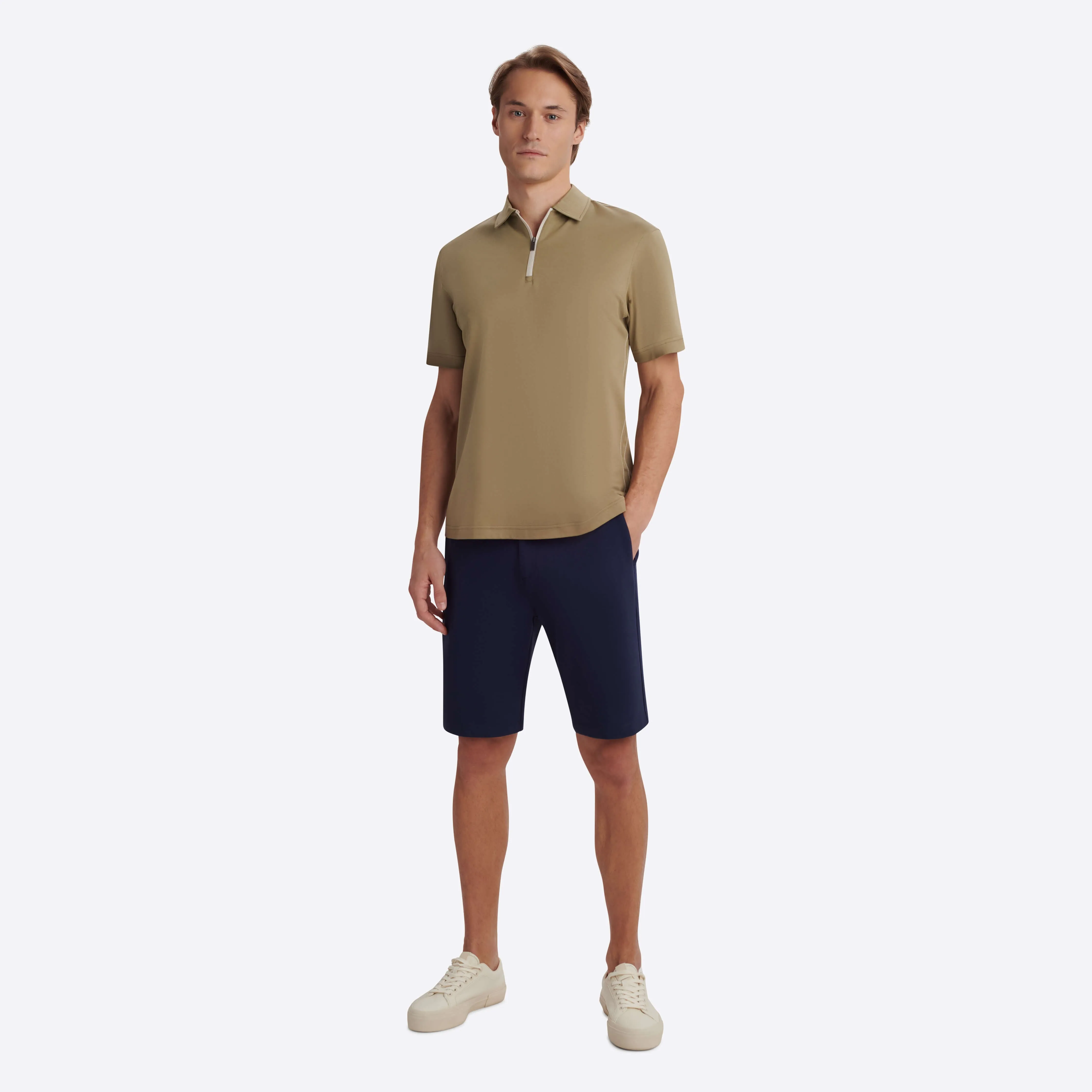 Short Sleeve Quarter Zip Polo sold by Bugatchi product image thumbnail 5