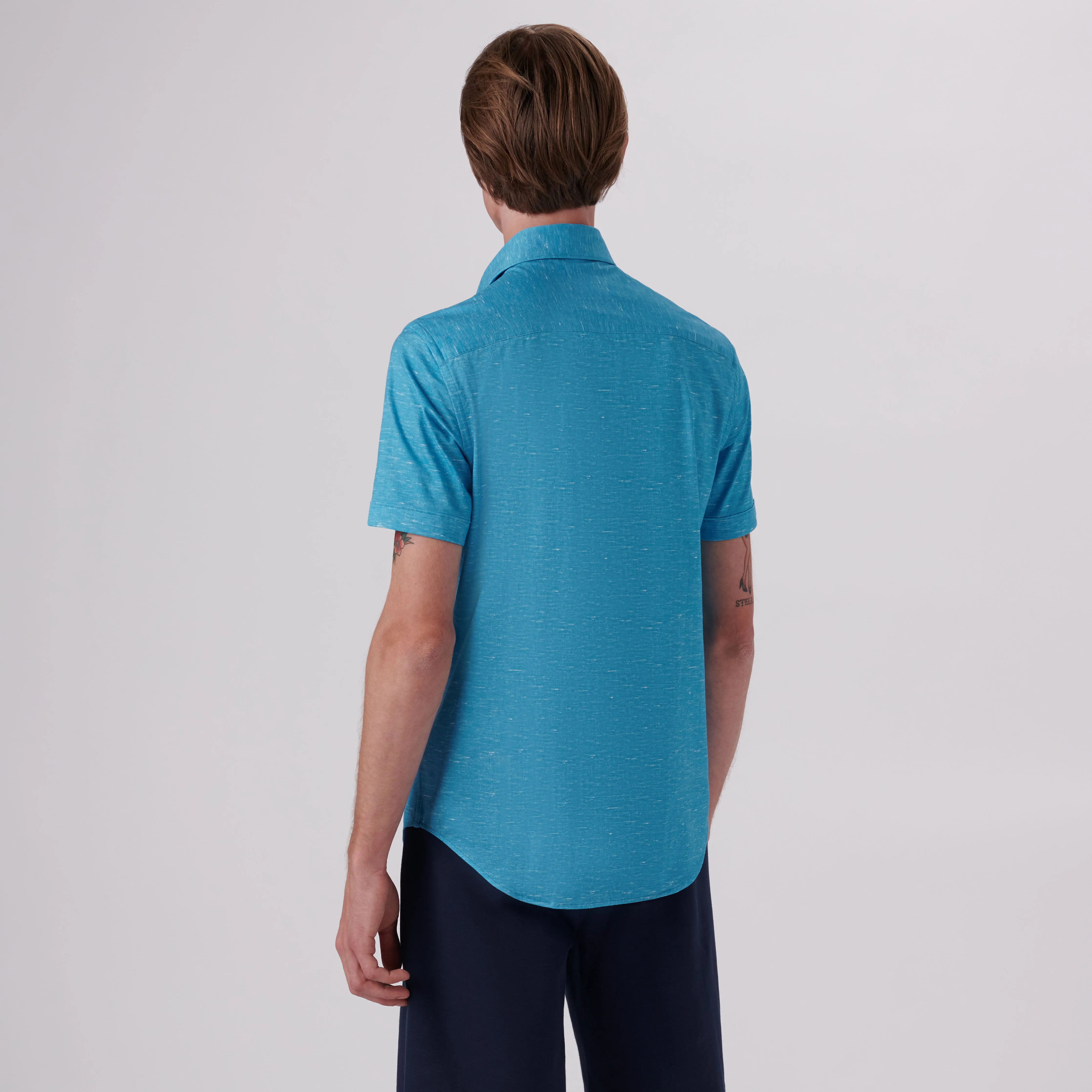 Miles Heather Print OoohCotton Short Sleeve Shirt sold by Bugatchi product image thumbnail 4