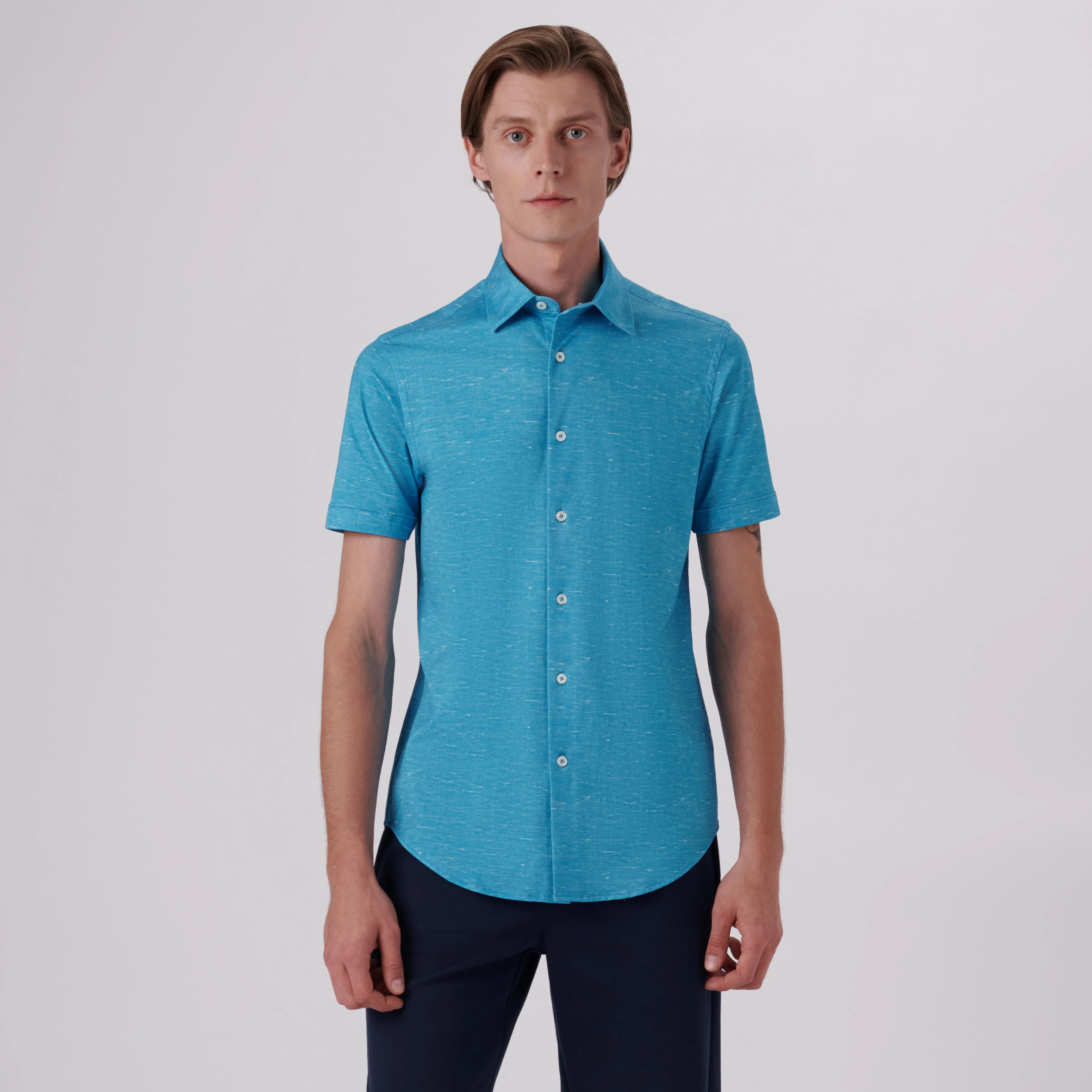 Miles Heather Print OoohCotton Short Sleeve Shirt sold by Bugatchi product image thumbnail 2
