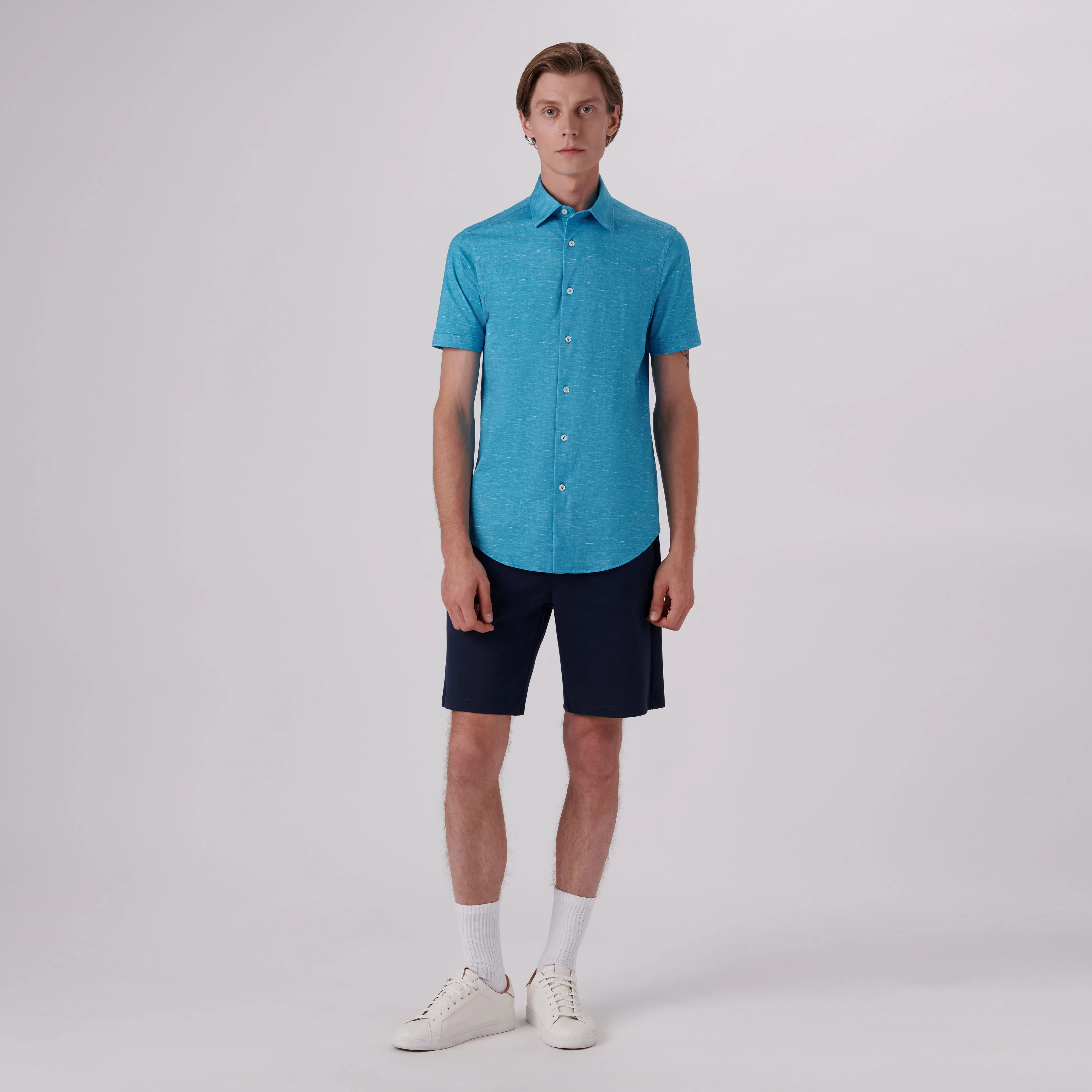 Miles Heather Print OoohCotton Short Sleeve Shirt sold by Bugatchi product image thumbnail 5