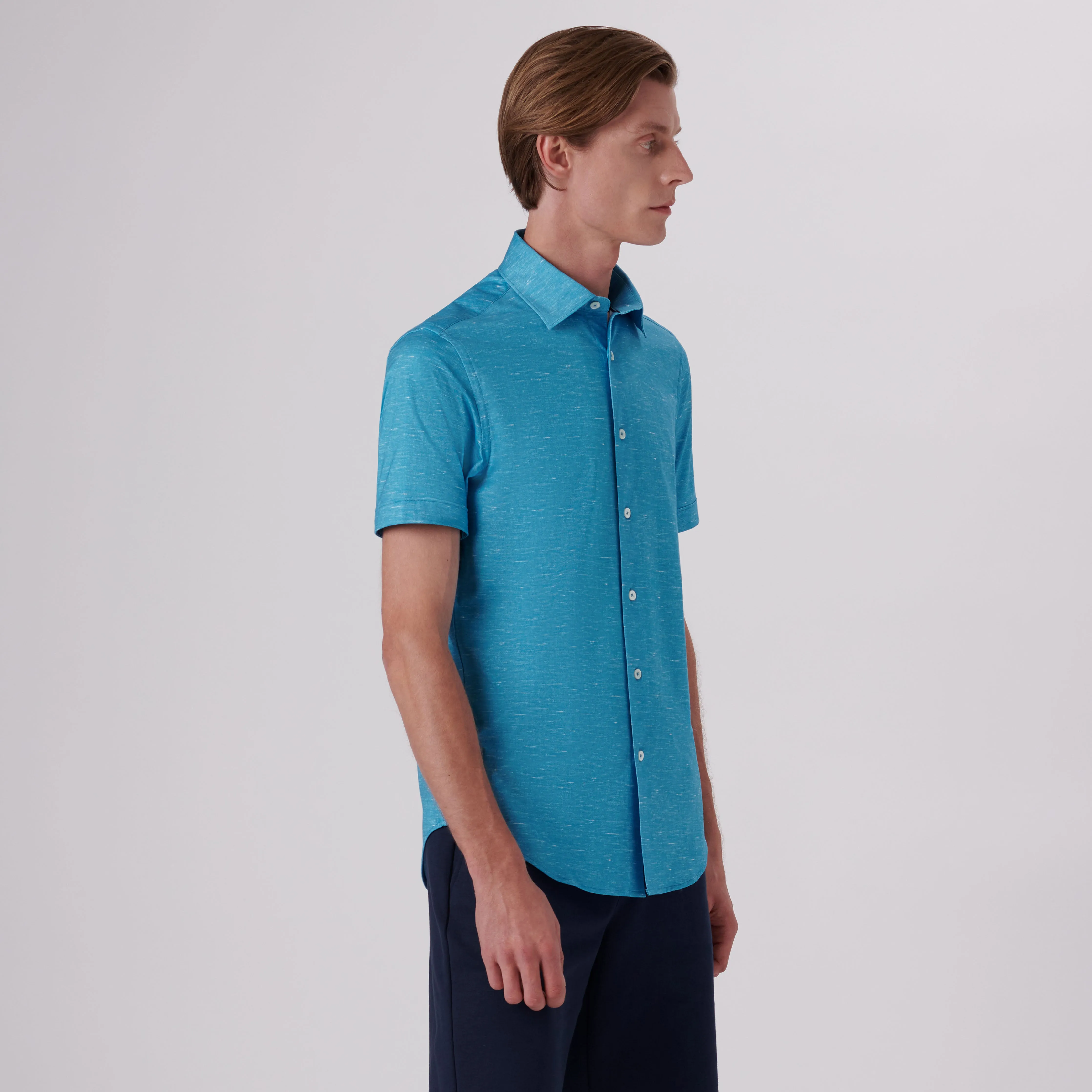 Miles Heather Print OoohCotton Short Sleeve Shirt sold by Bugatchi product image thumbnail 3