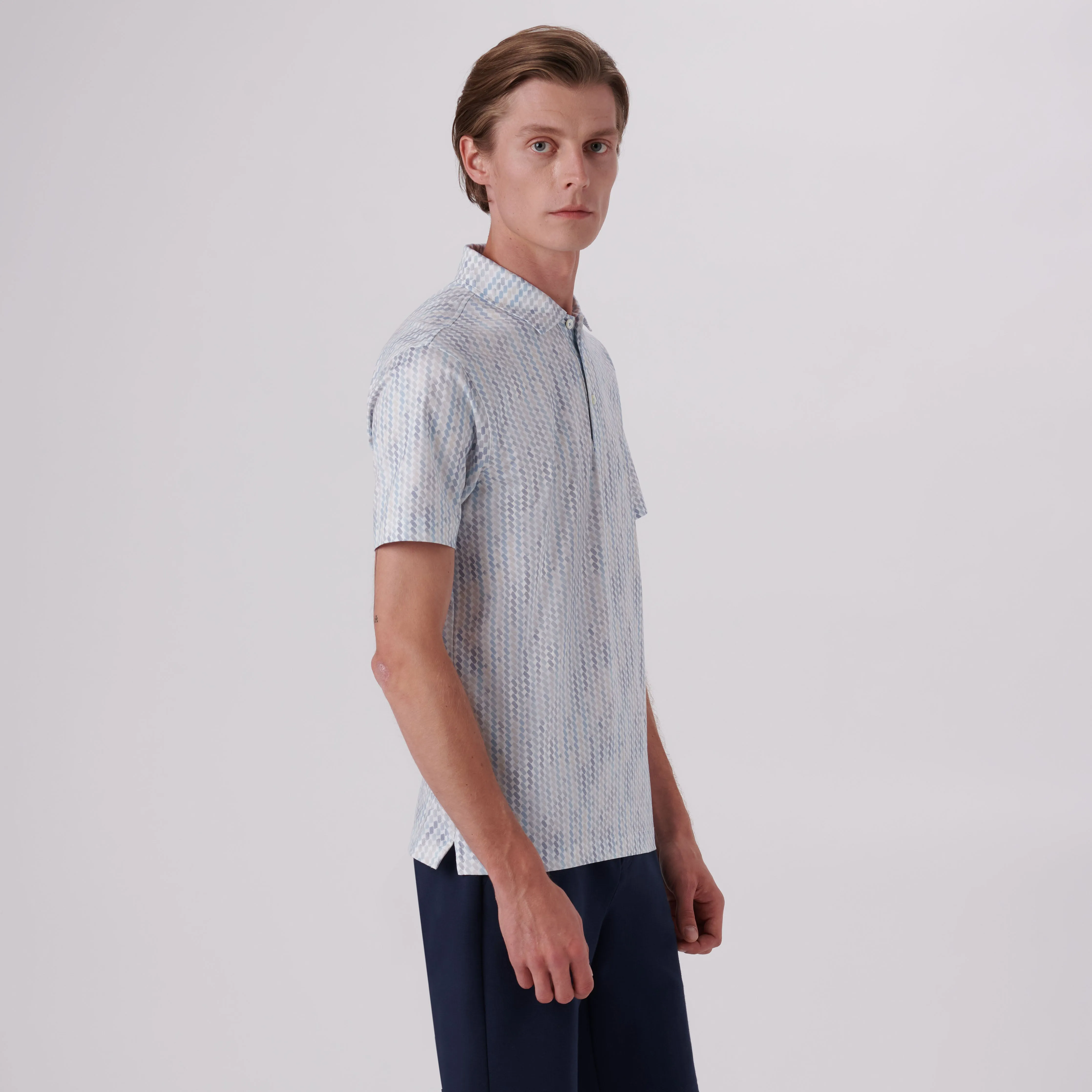 Victor Ribbon Stripe Print OoohCotton Polo sold by Bugatchi product image thumbnail 3