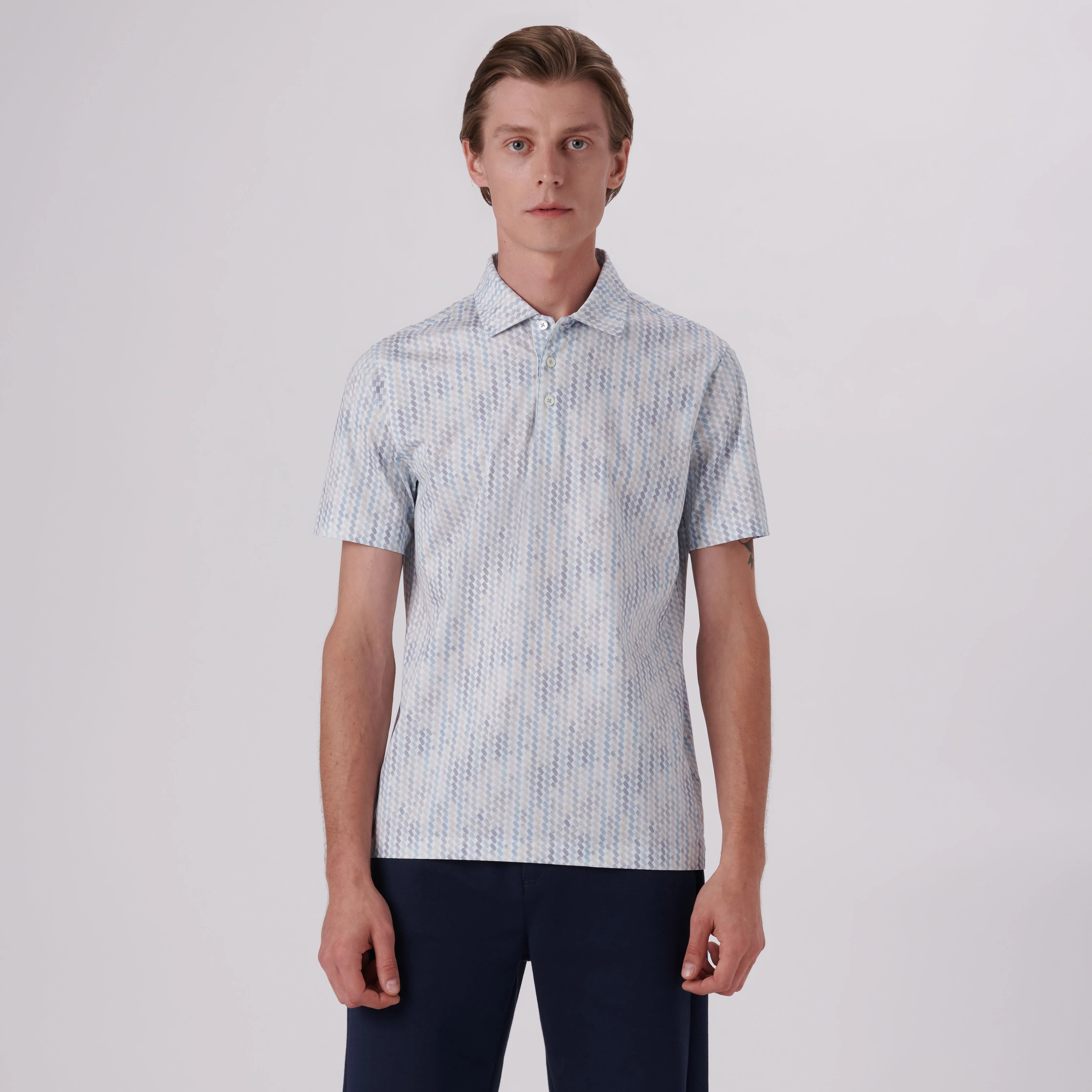 Victor Ribbon Stripe Print OoohCotton Polo sold by Bugatchi product image thumbnail 2