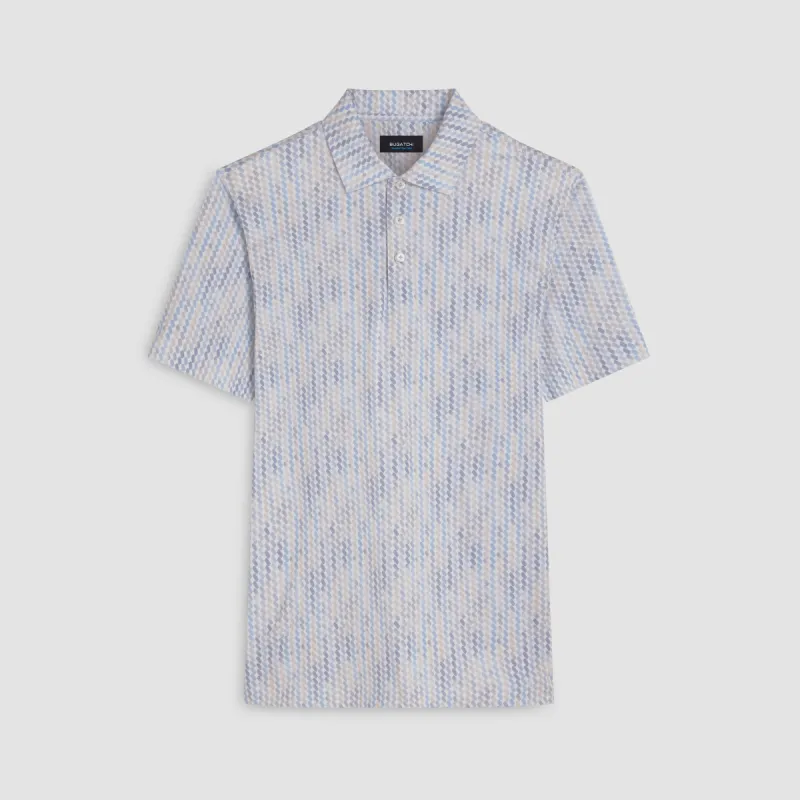 Victor Ribbon Stripe Print OoohCotton Polo made by Bugatchi