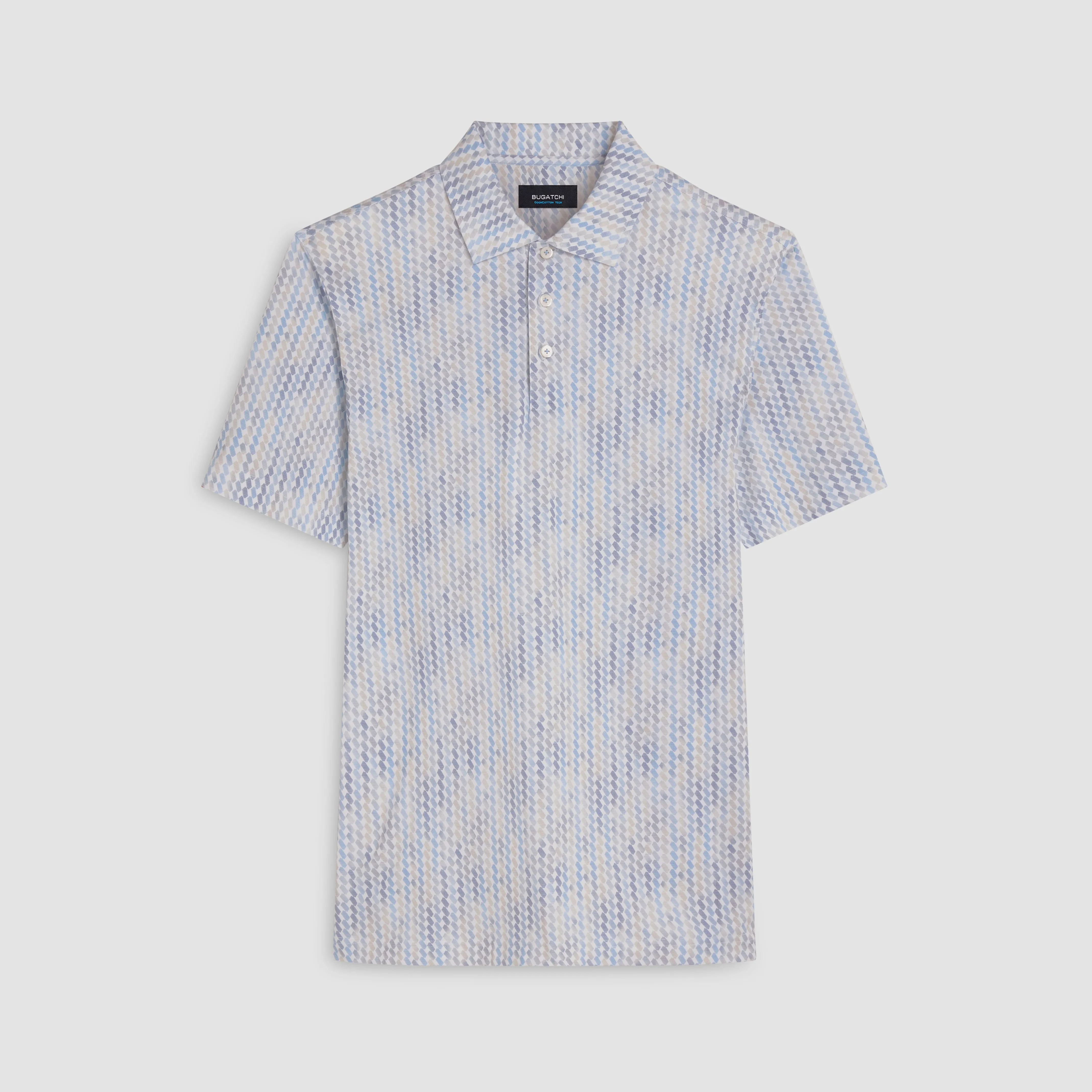 Victor Ribbon Stripe Print OoohCotton Polo sold by Bugatchi