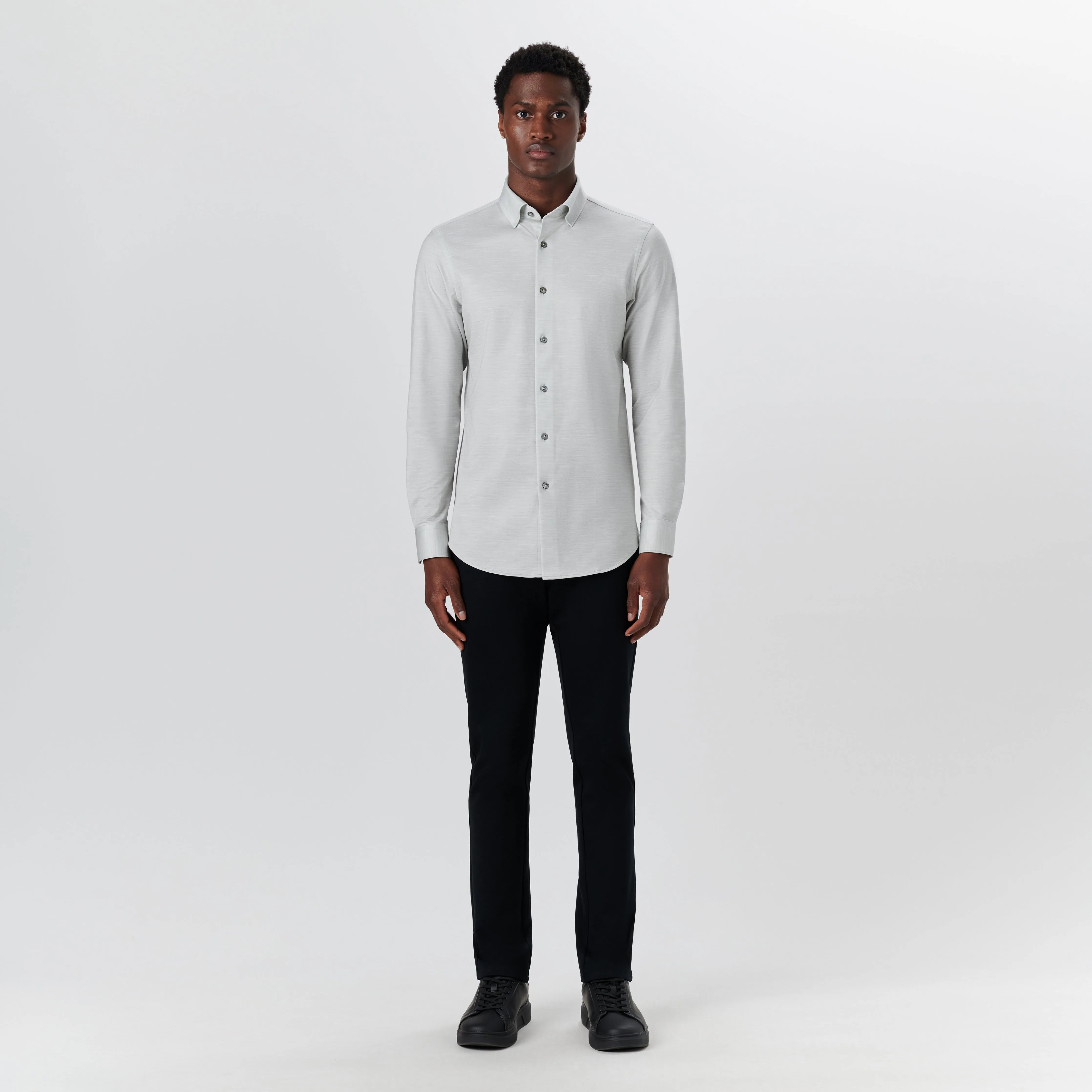 JAMES Striated OoohCotton Twill Shirt sold by Bugatchi product image thumbnail 5