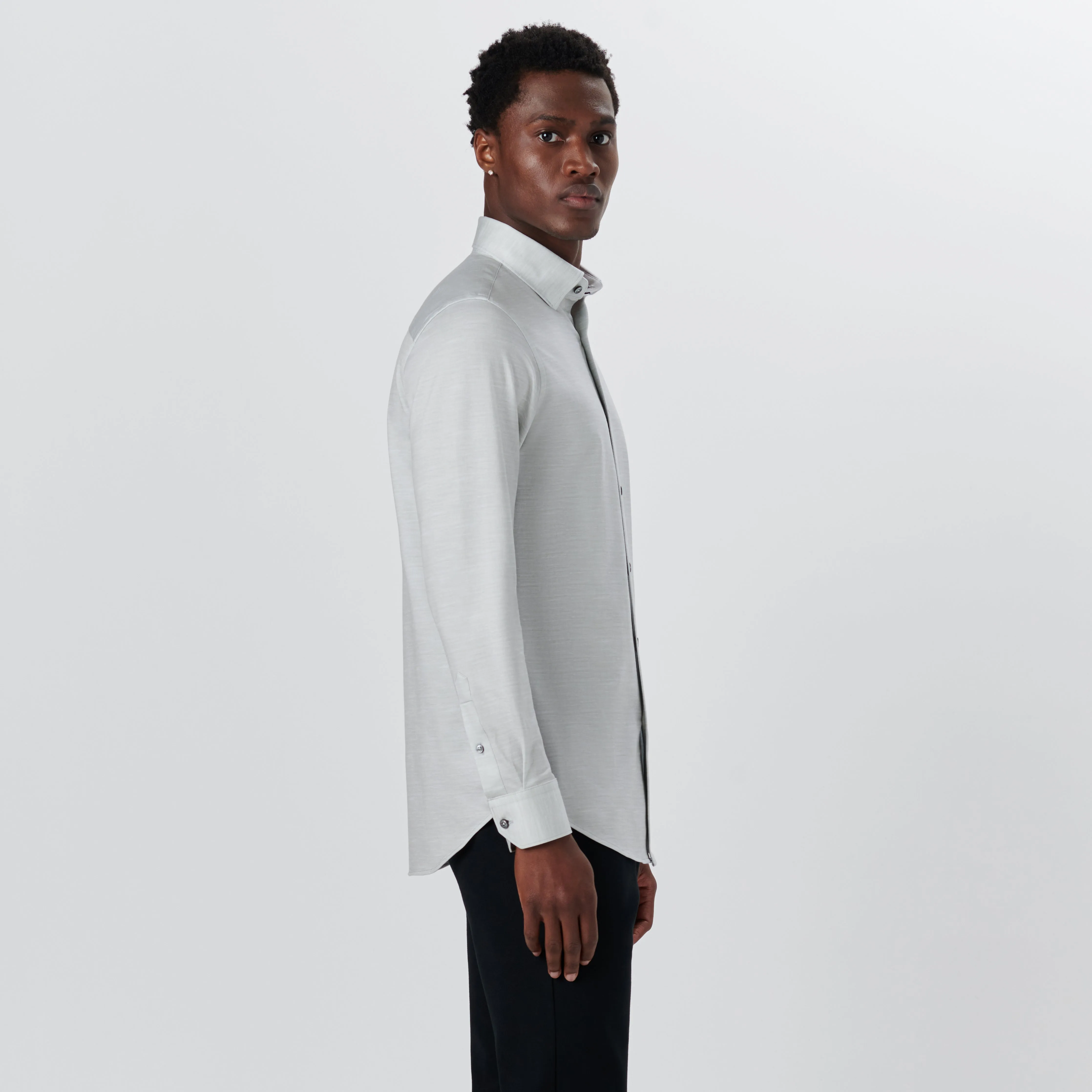 JAMES Striated OoohCotton Twill Shirt sold by Bugatchi product image thumbnail 3