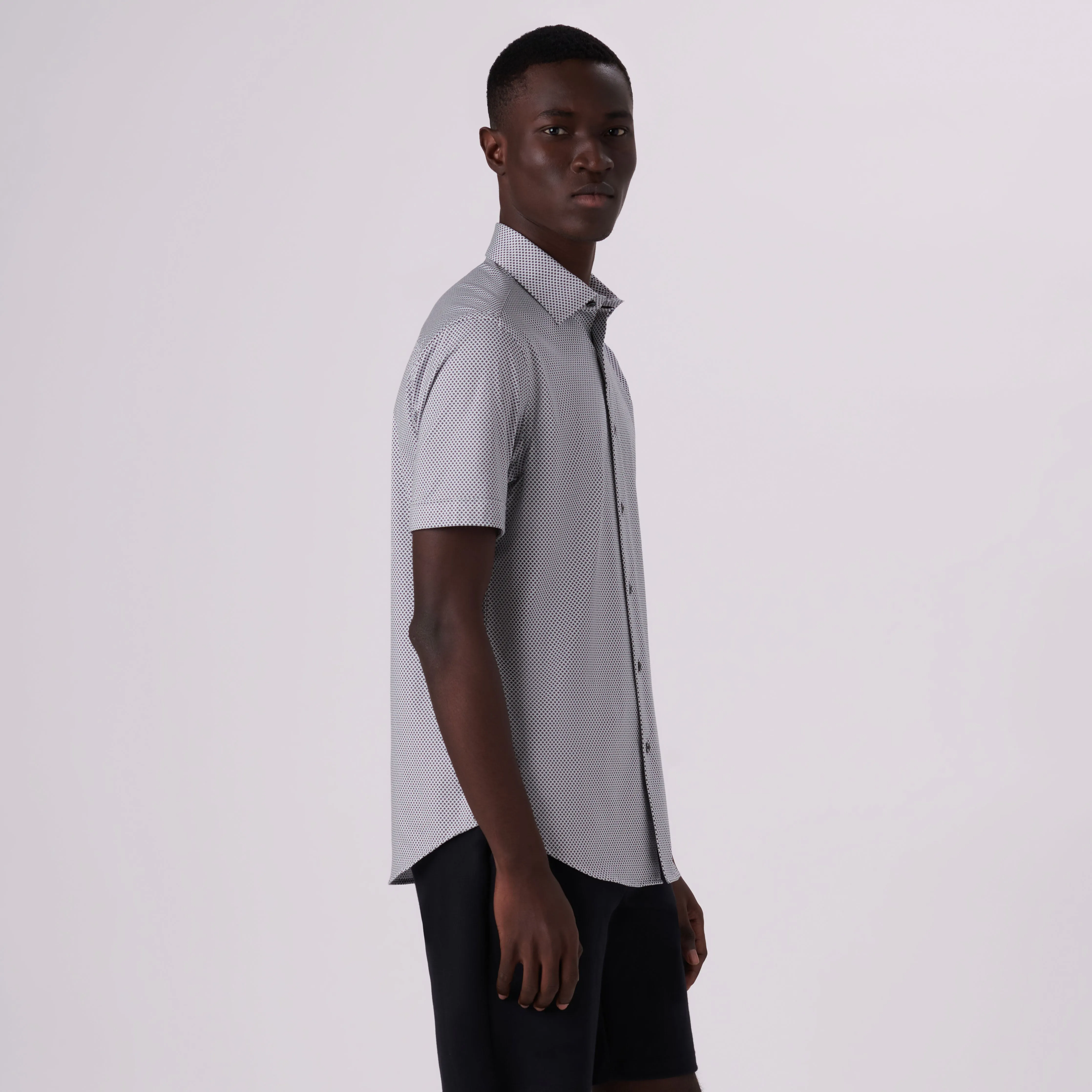 Miles Diamond Print OoohCotton Short Sleeve Shirt sold by Bugatchi product image thumbnail 3