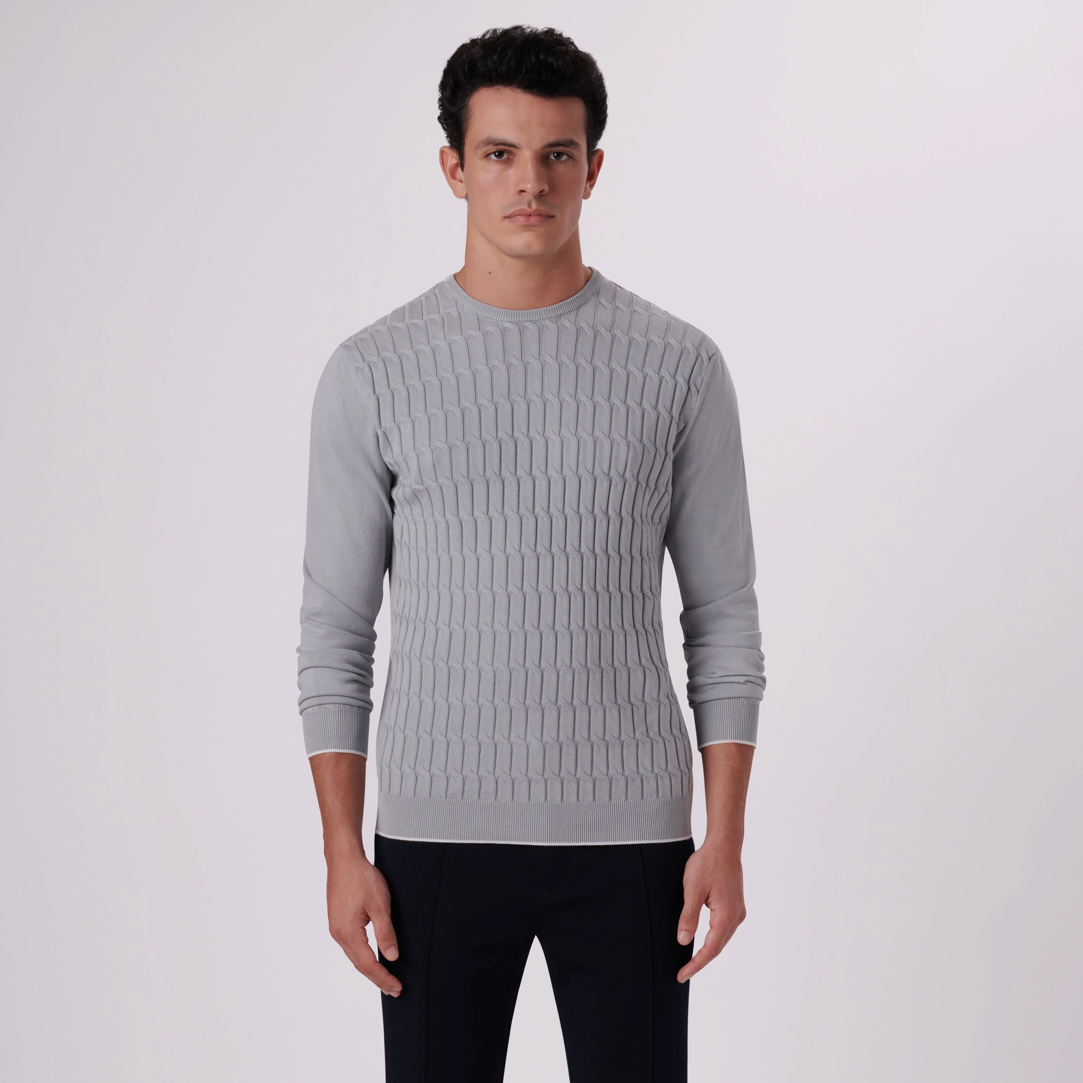 Knit Stitch Crew Neck Sweater sold by Bugatchi product image thumbnail 3
