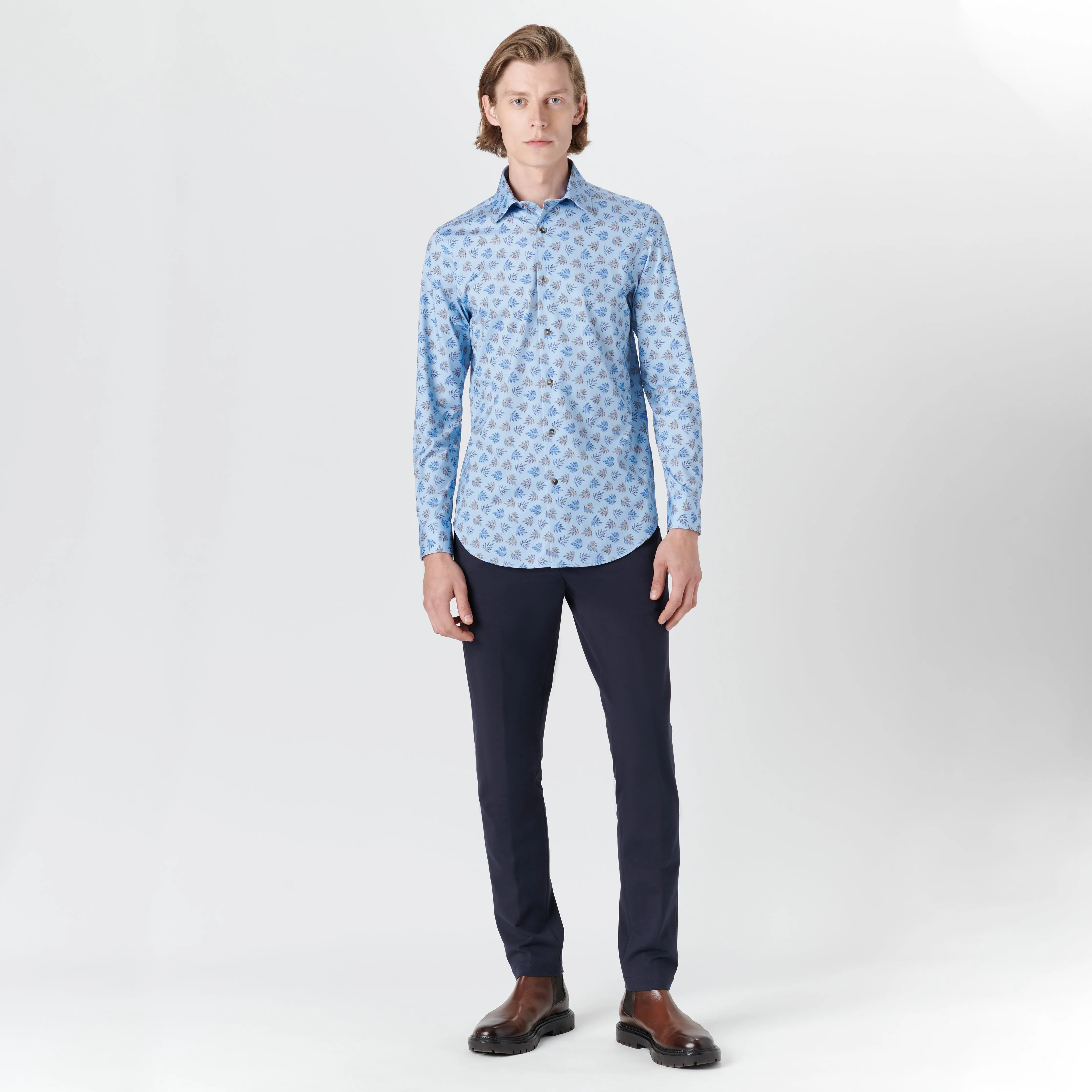 JAMES Leaf Print OoohCotton Shirt sold by Bugatchi product image thumbnail 5