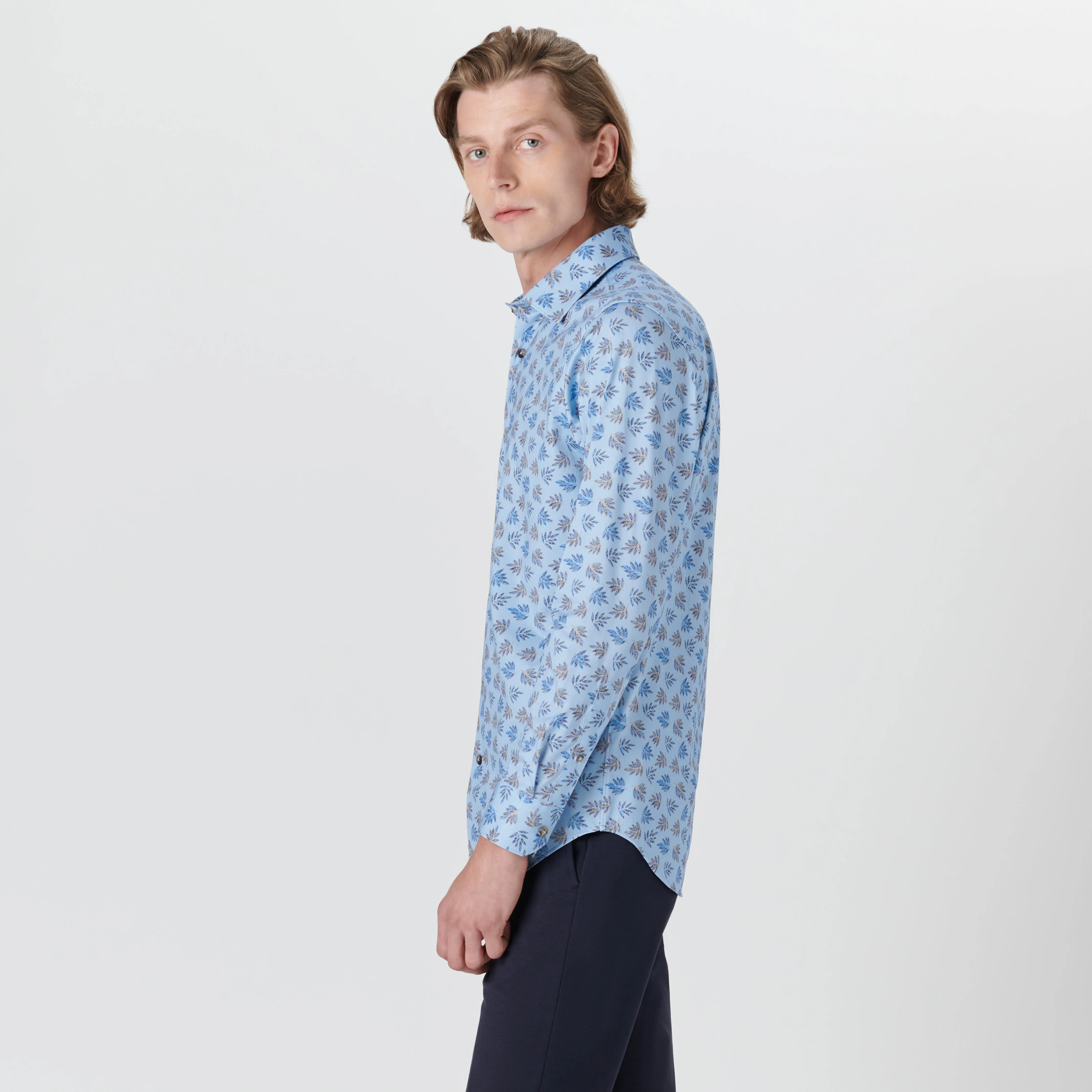 JAMES Leaf Print OoohCotton Shirt sold by Bugatchi product image thumbnail 3
