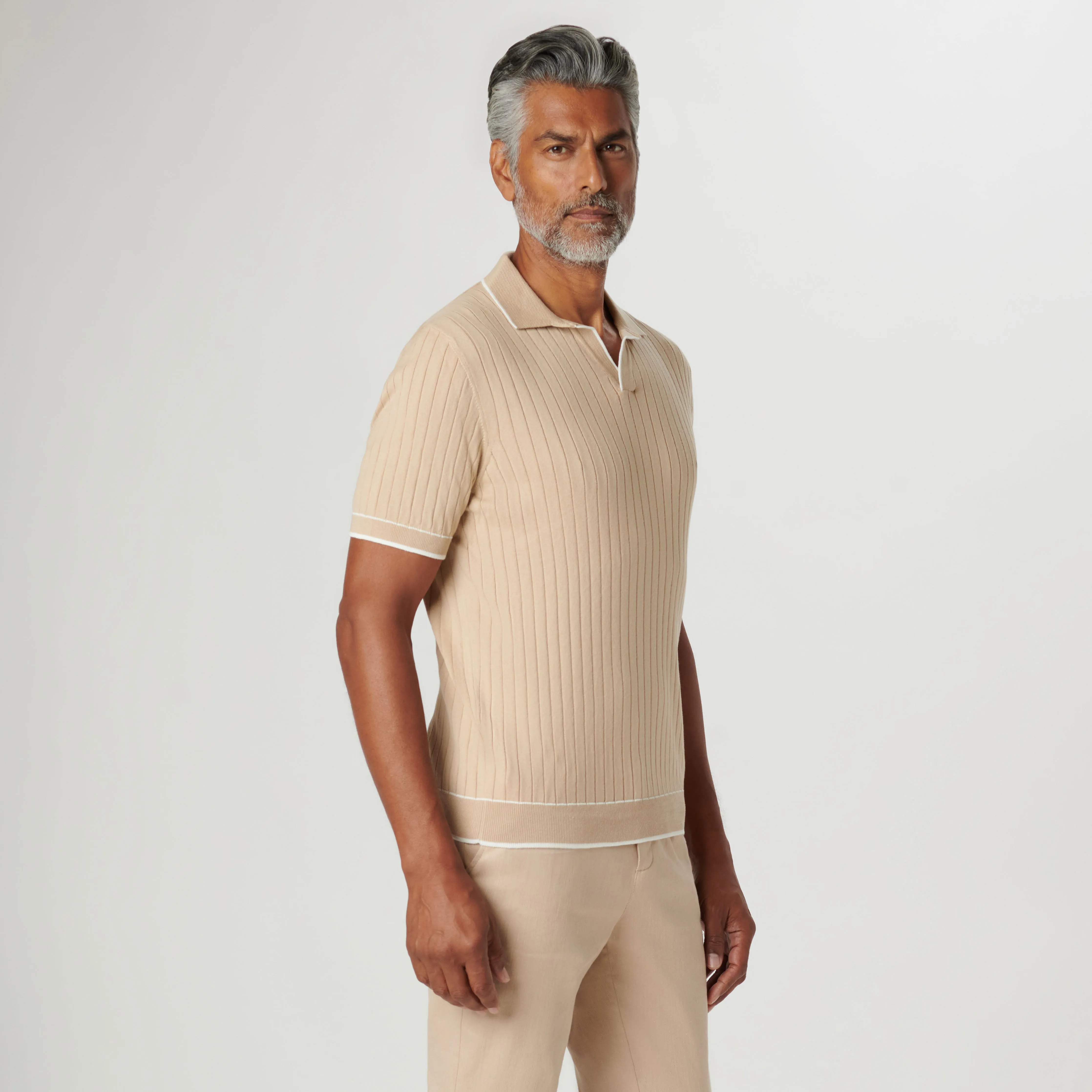 Rib Stitch Short Sleeve Johnny Sweater sold by Bugatchi product image thumbnail 3