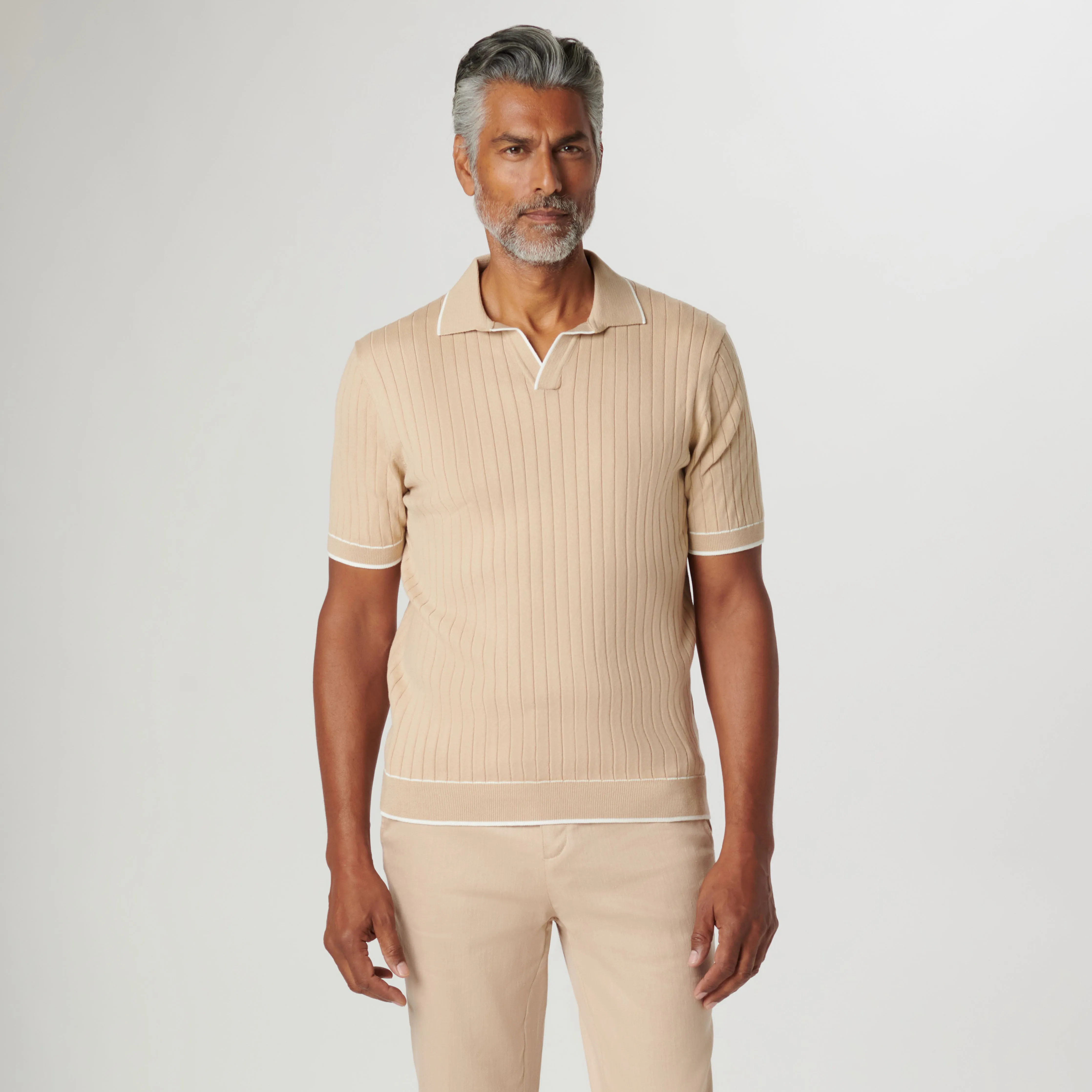 Rib Stitch Short Sleeve Johnny Sweater sold by Bugatchi product image thumbnail 2