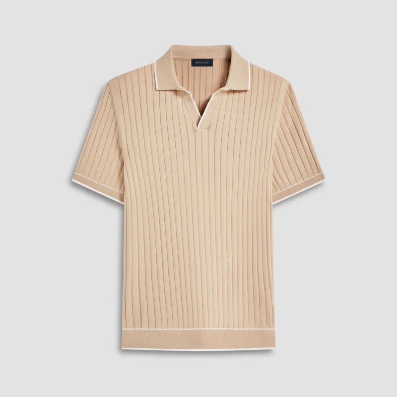 Rib Stitch Short Sleeve Johnny Sweater sold by Bugatchi