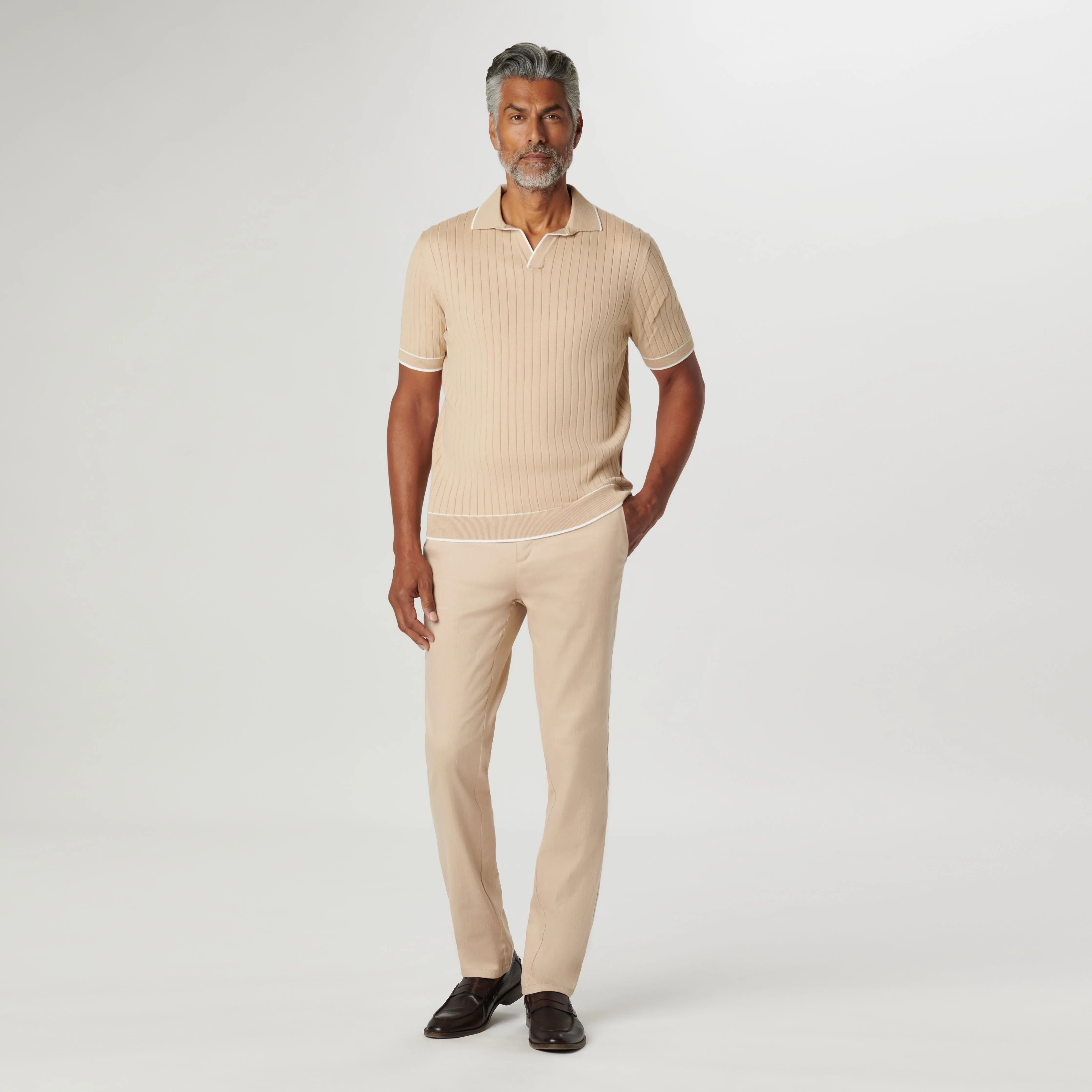 Rib Stitch Short Sleeve Johnny Sweater sold by Bugatchi product image thumbnail 5