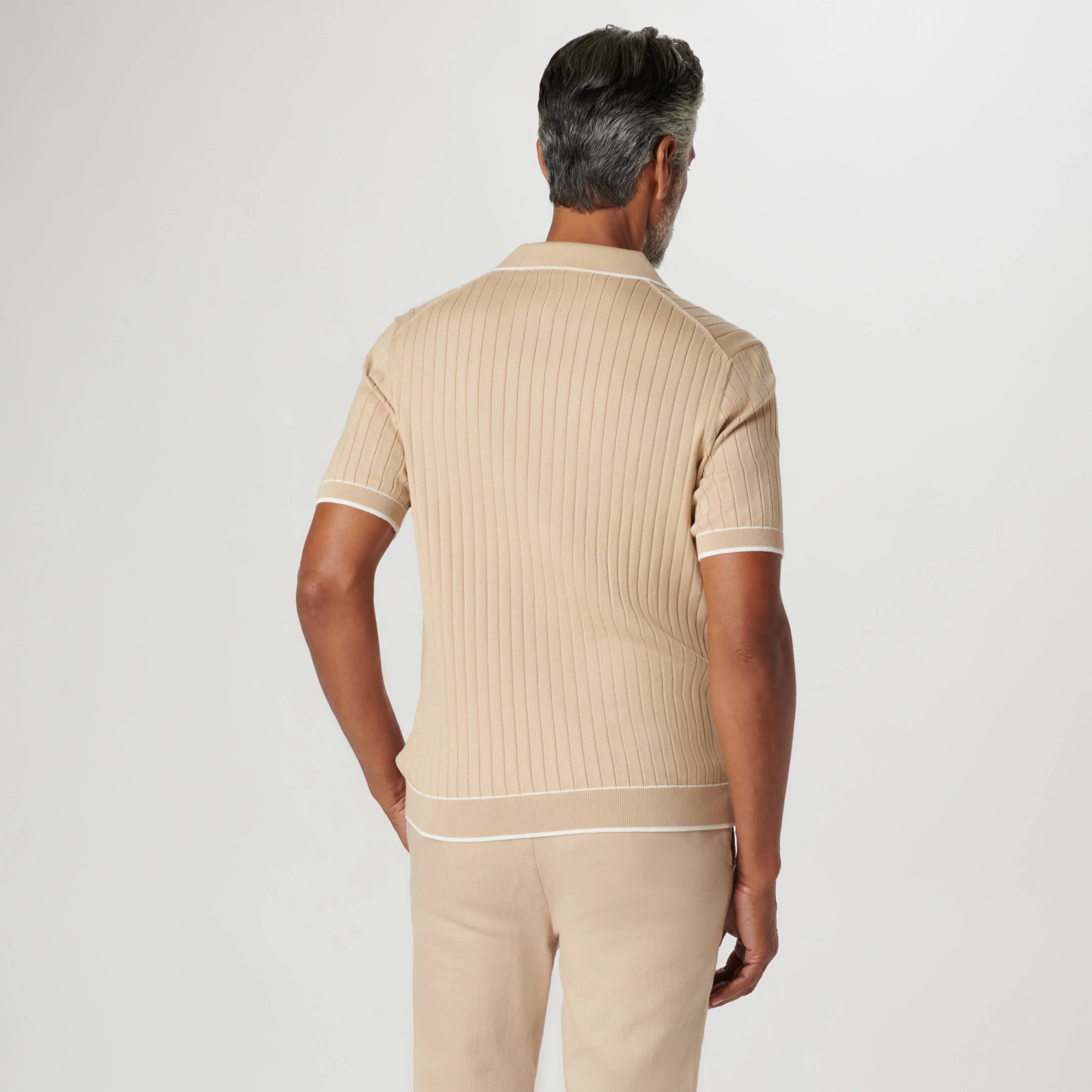 Rib Stitch Short Sleeve Johnny Sweater sold by Bugatchi product image thumbnail 4