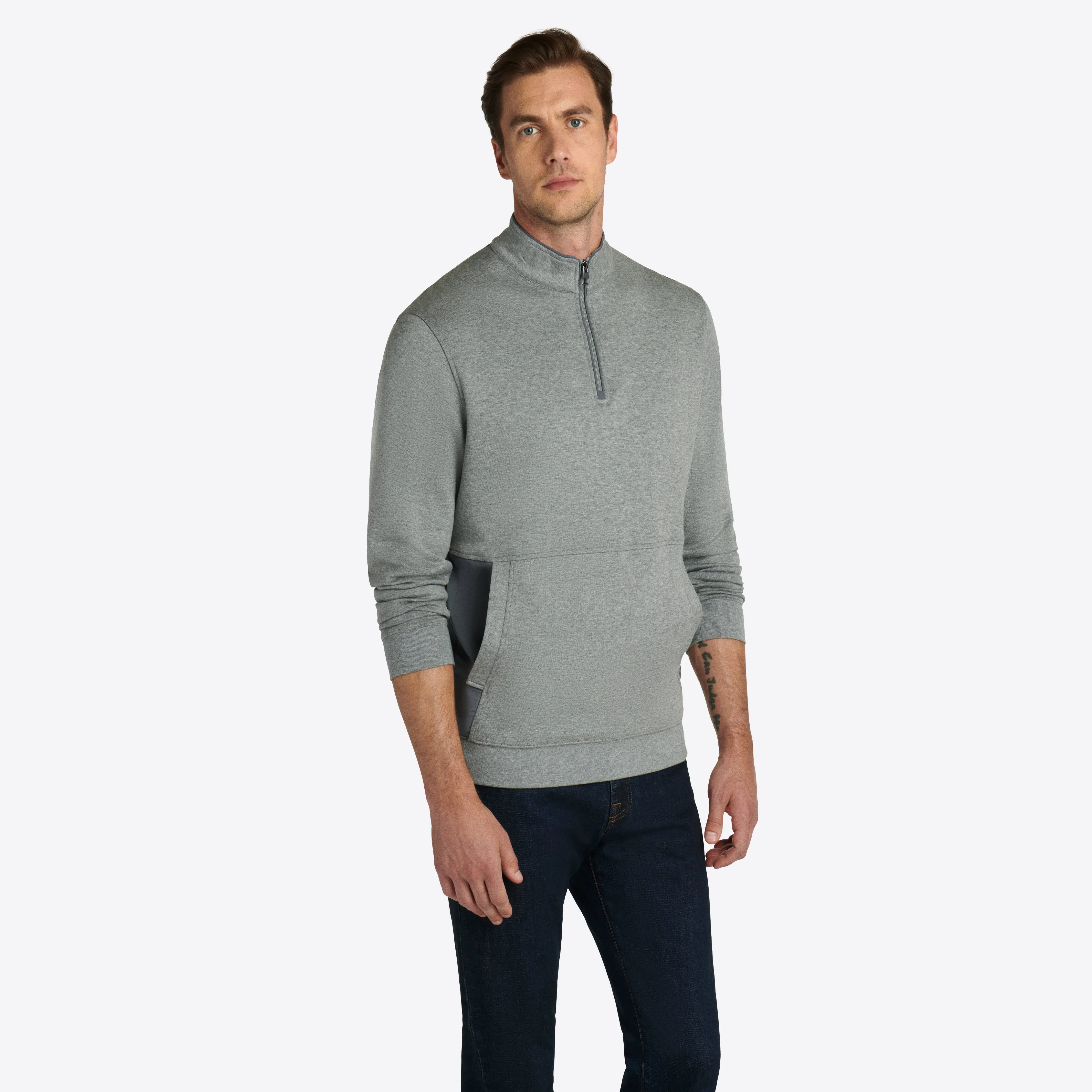 Heather Quarter Zip Mock Neck Pullover sold by Bugatchi product image thumbnail 3