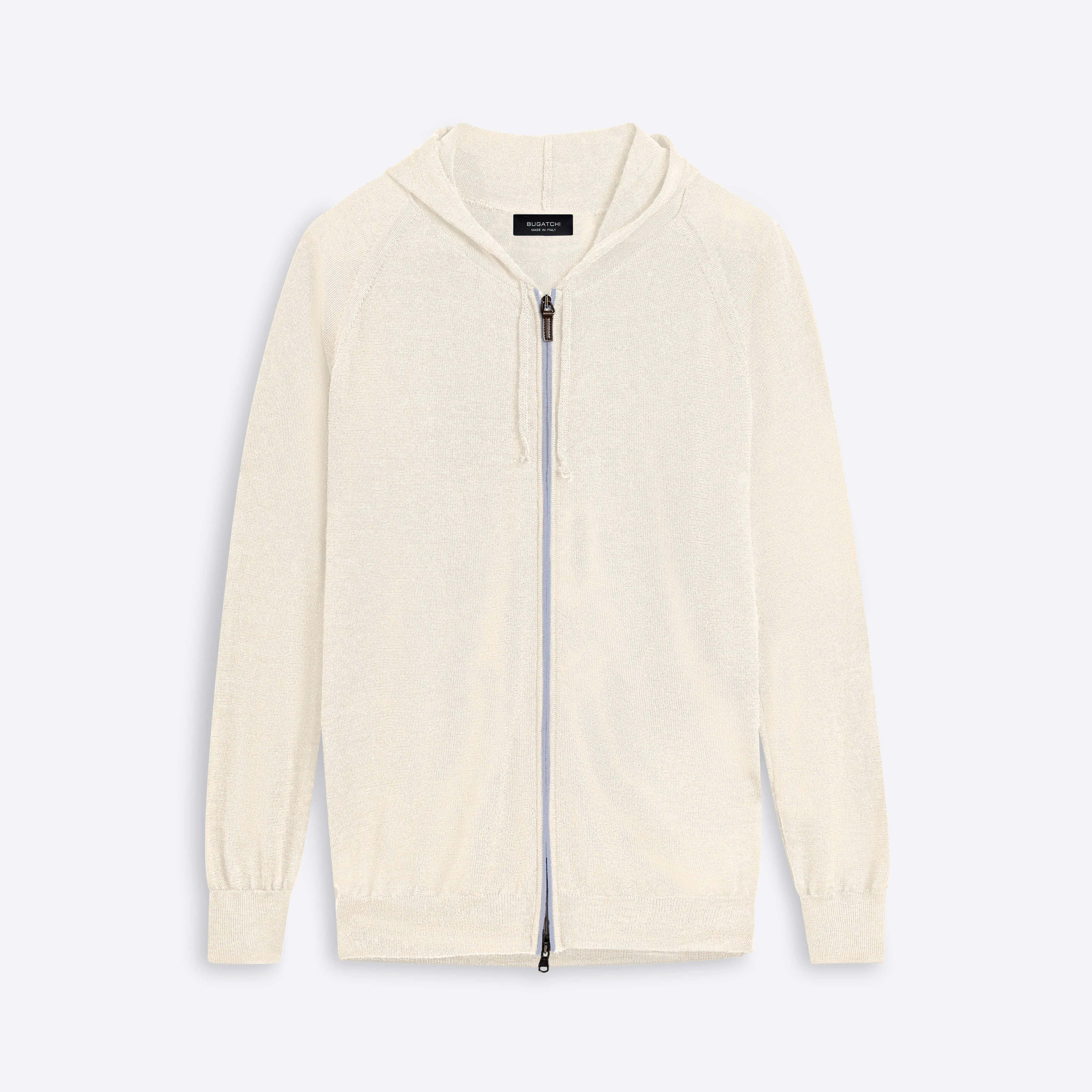 Solid Full Zip Sweater with Hood sold by Bugatchi