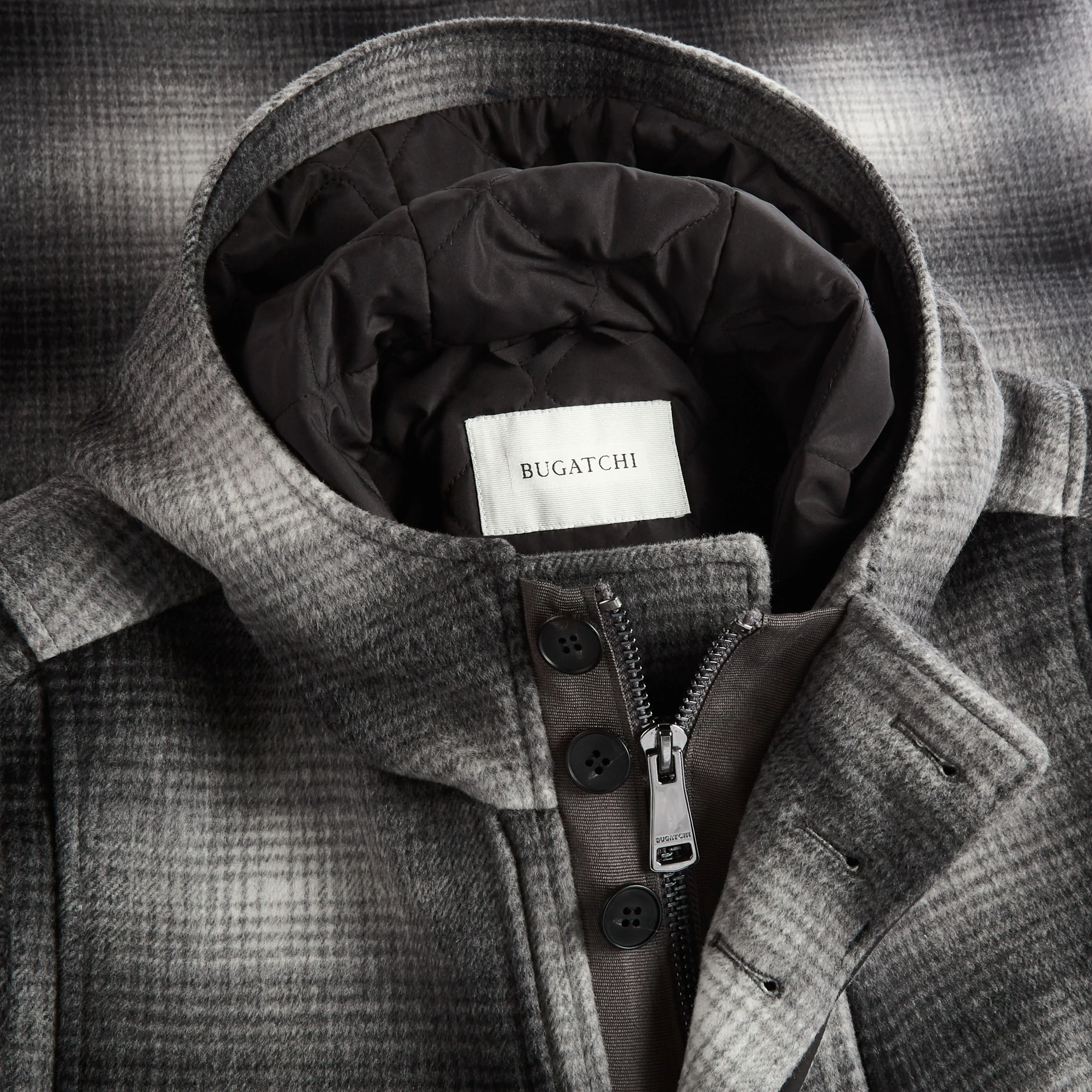 Plaid Car Coat With Hood sold by Bugatchi product image thumbnail 2