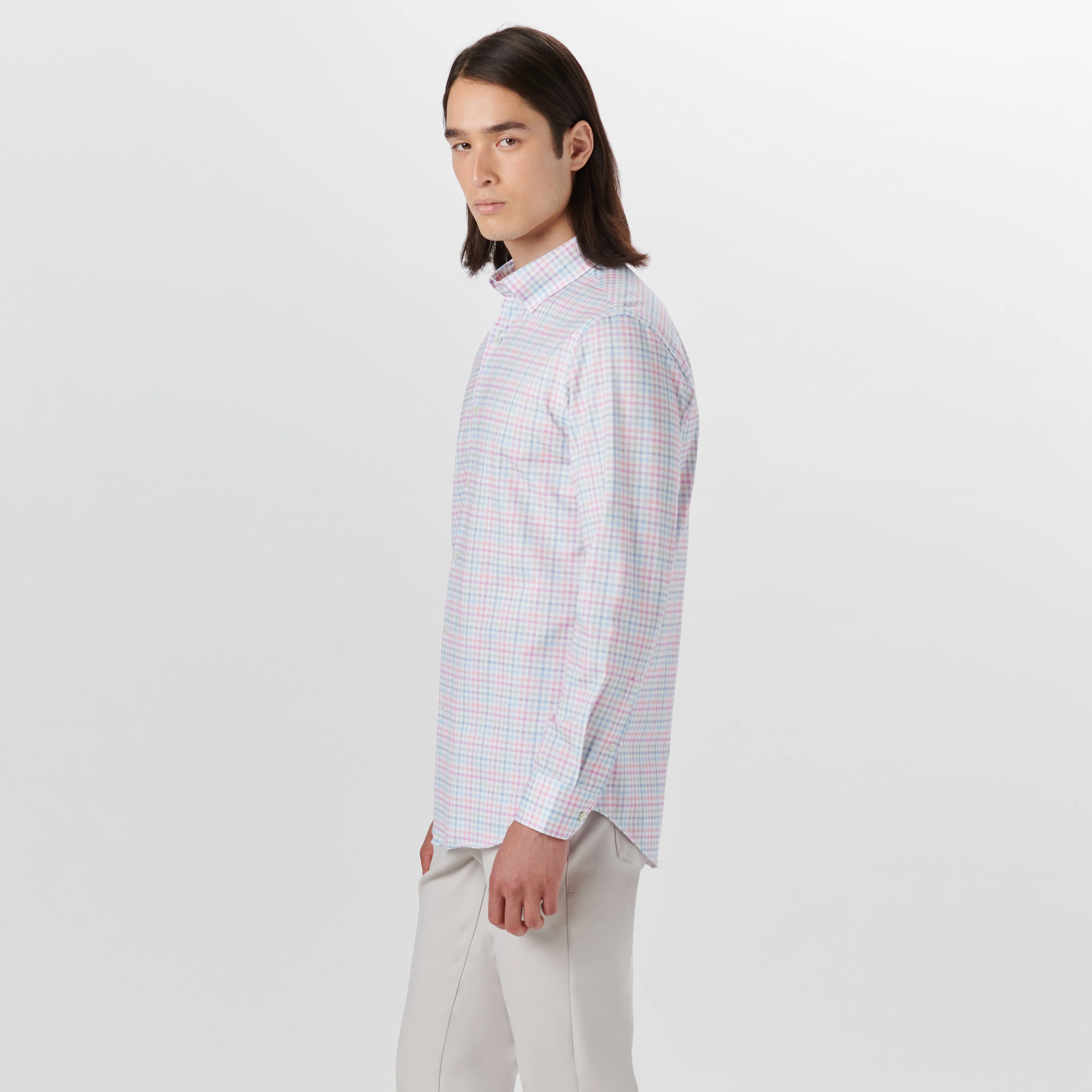 JAMES Mini Check OoohCotton Twill Shirt sold by Bugatchi product image thumbnail 3