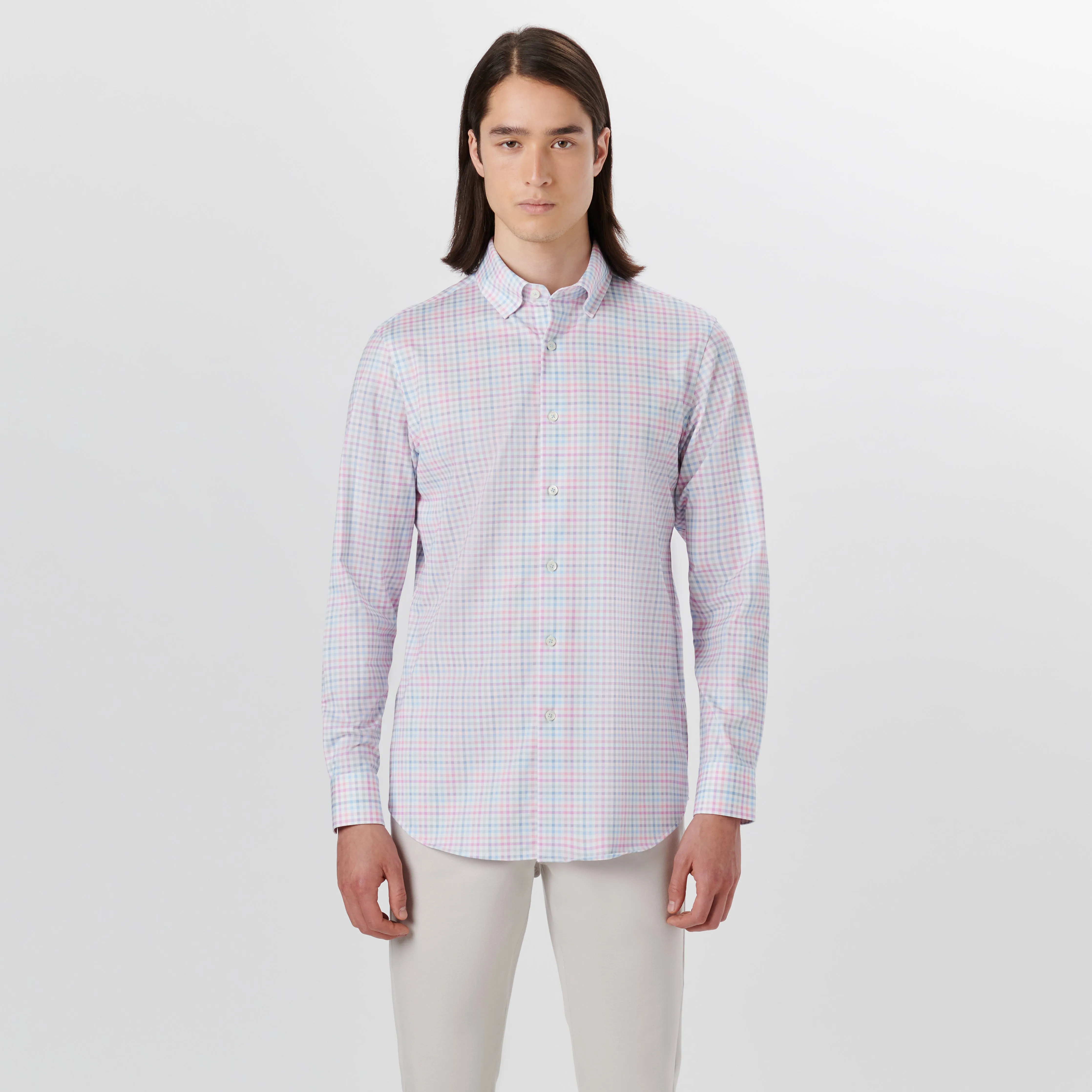 JAMES Mini Check OoohCotton Twill Shirt sold by Bugatchi product image thumbnail 2