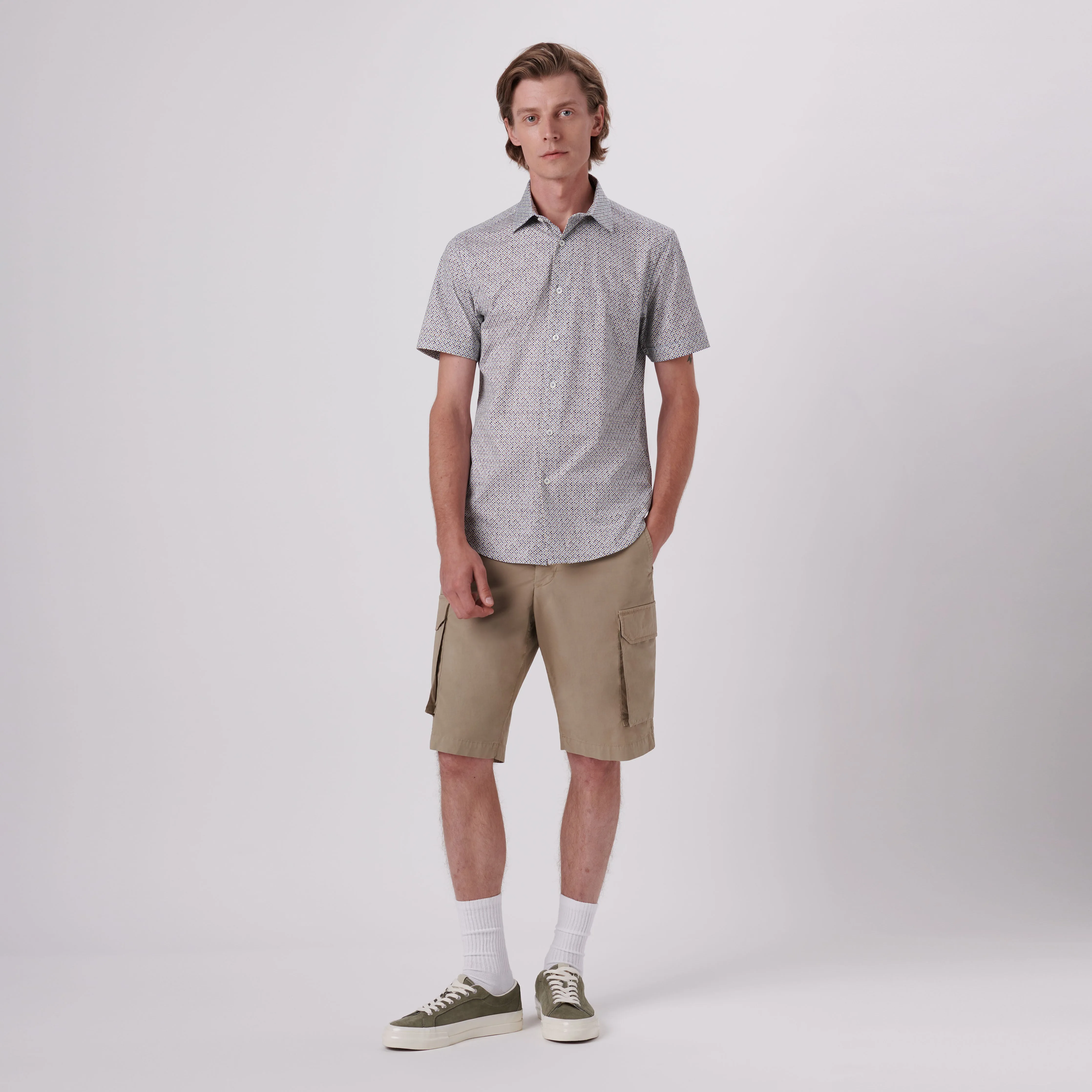 Miles Polka Dot Print OoohCotton Short Sleeve Shirt sold by Bugatchi product image thumbnail 5