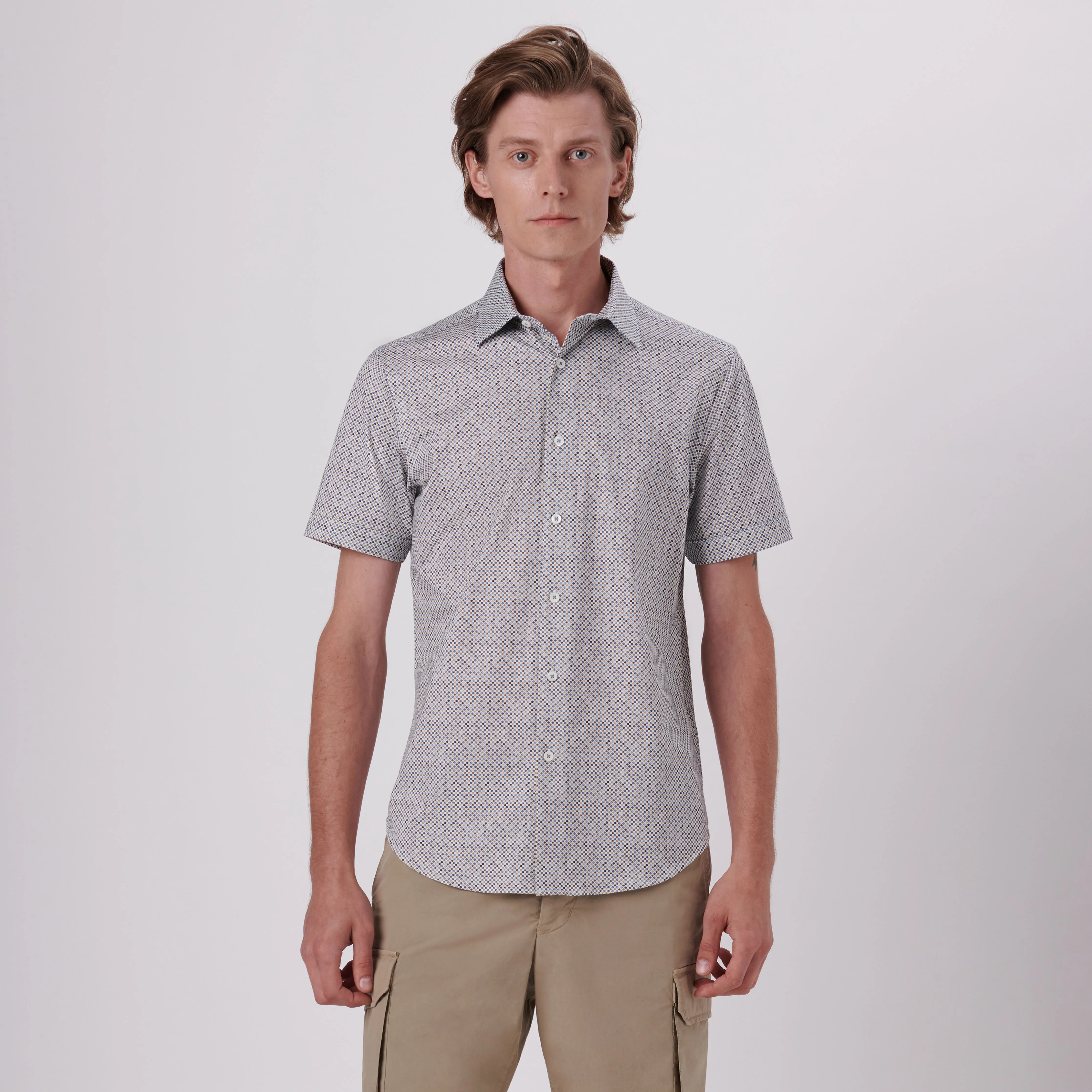 Miles Polka Dot Print OoohCotton Short Sleeve Shirt sold by Bugatchi product image thumbnail 2