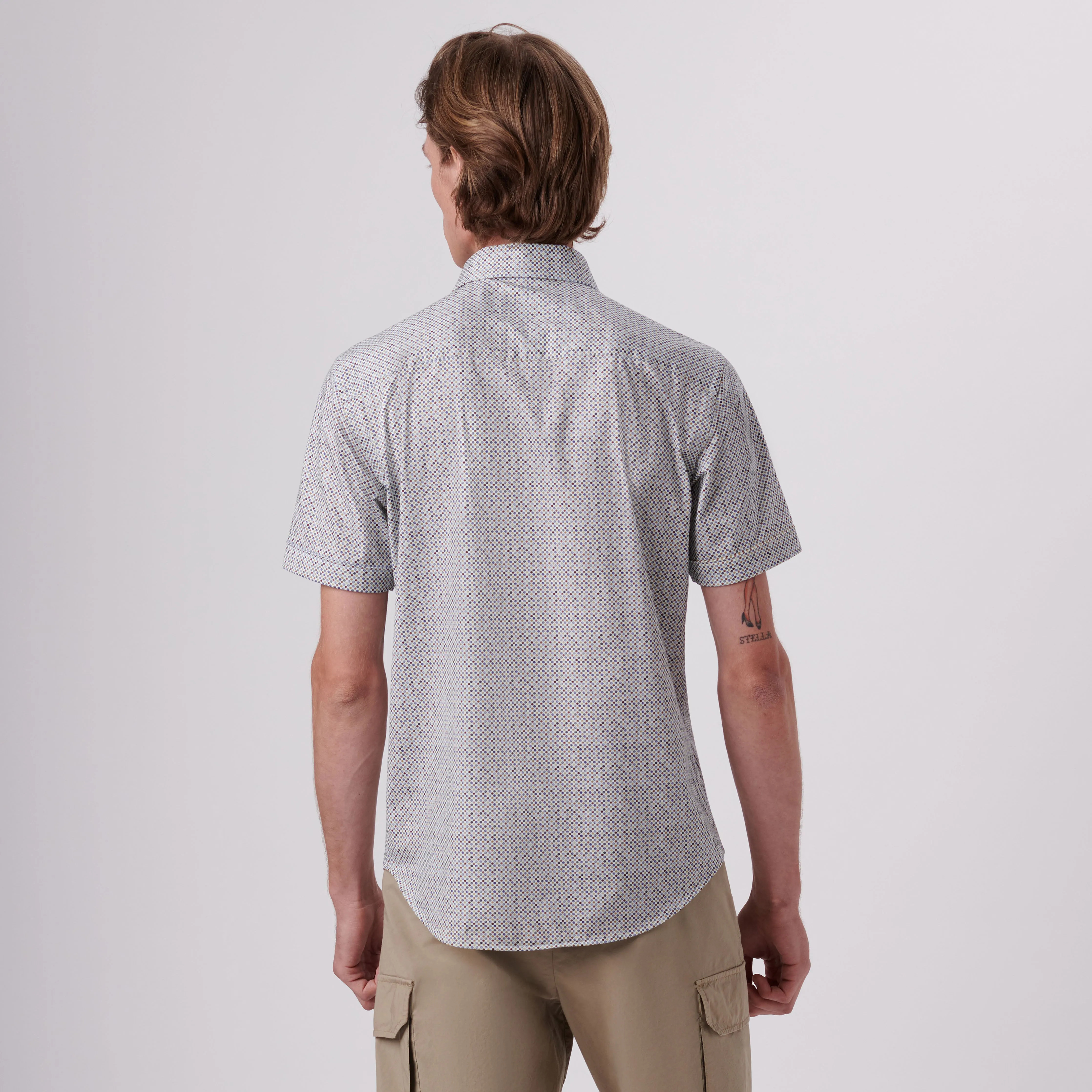 Miles Polka Dot Print OoohCotton Short Sleeve Shirt sold by Bugatchi product image thumbnail 4