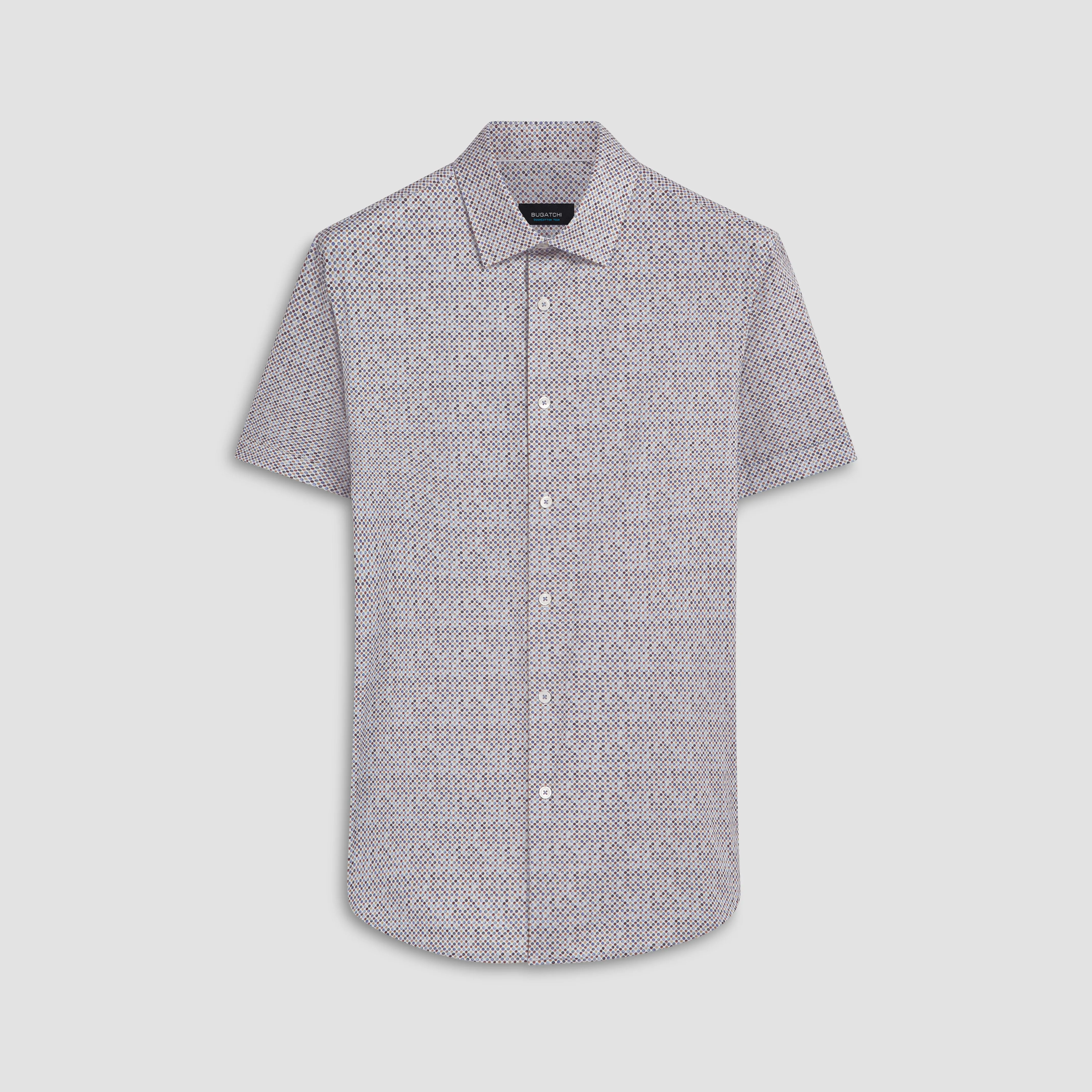 Miles Polka Dot Print OoohCotton Short Sleeve Shirt sold by Bugatchi