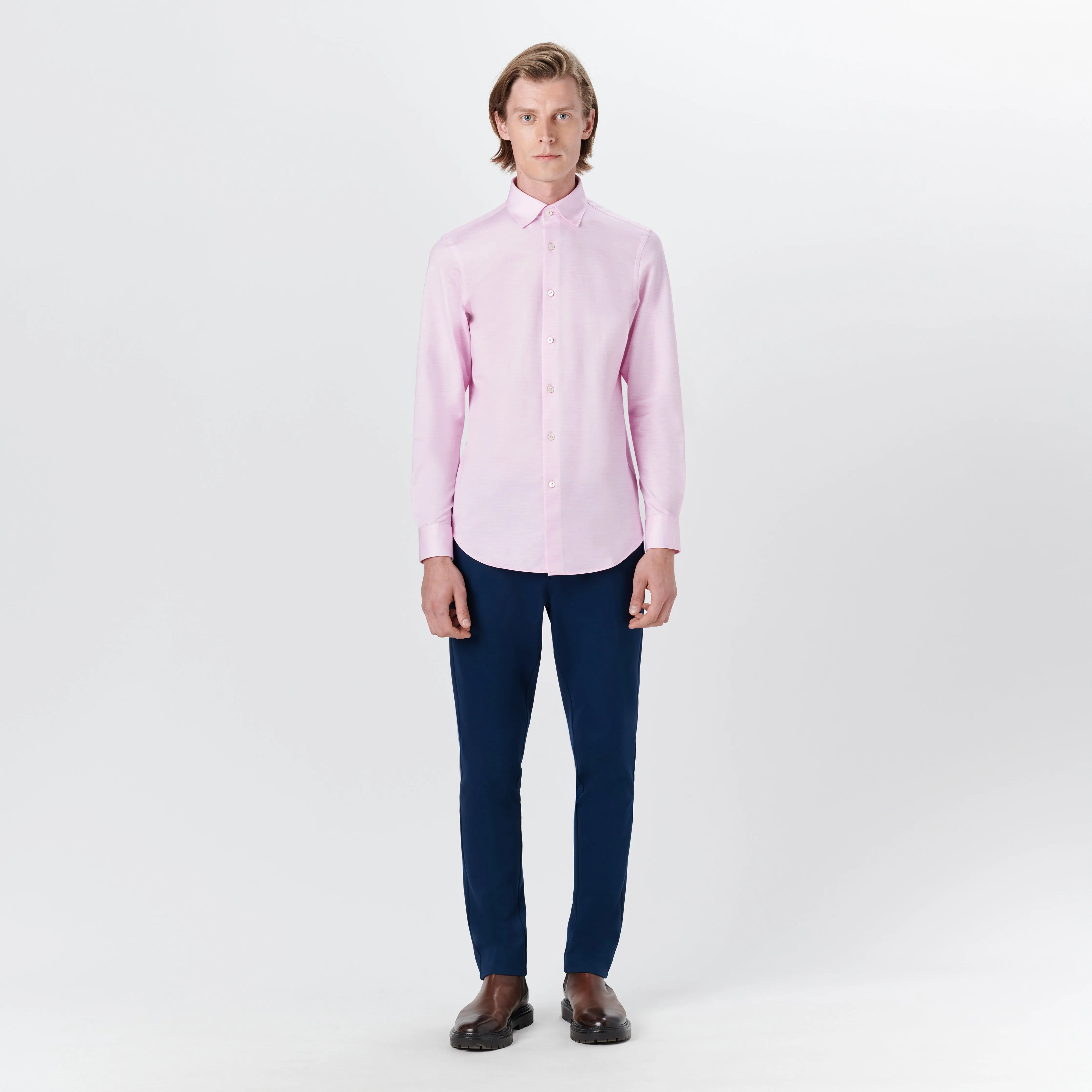 JAMES Striated OoohCotton Twill Shirt sold by Bugatchi product image thumbnail 5