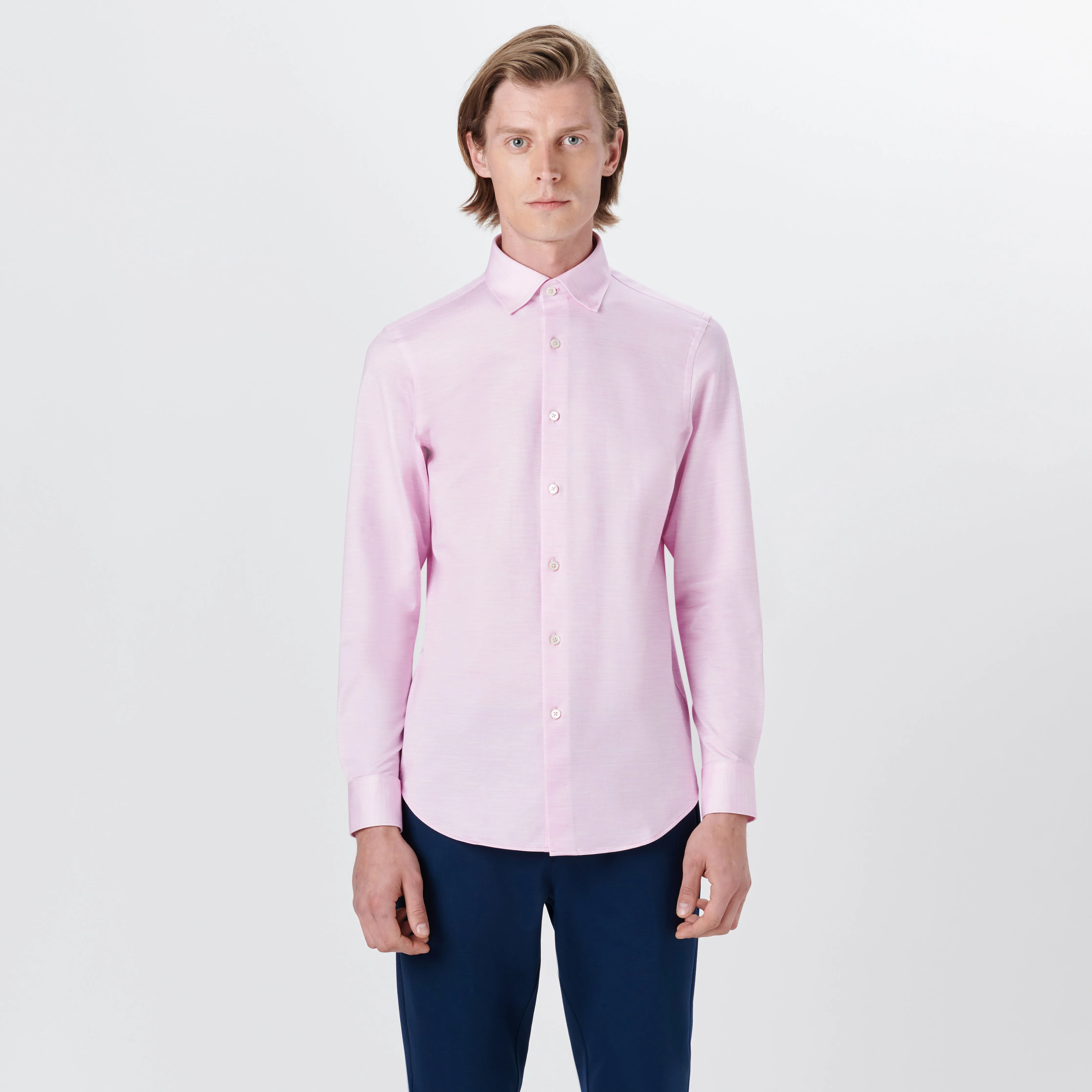 JAMES Striated OoohCotton Twill Shirt sold by Bugatchi product image thumbnail 2