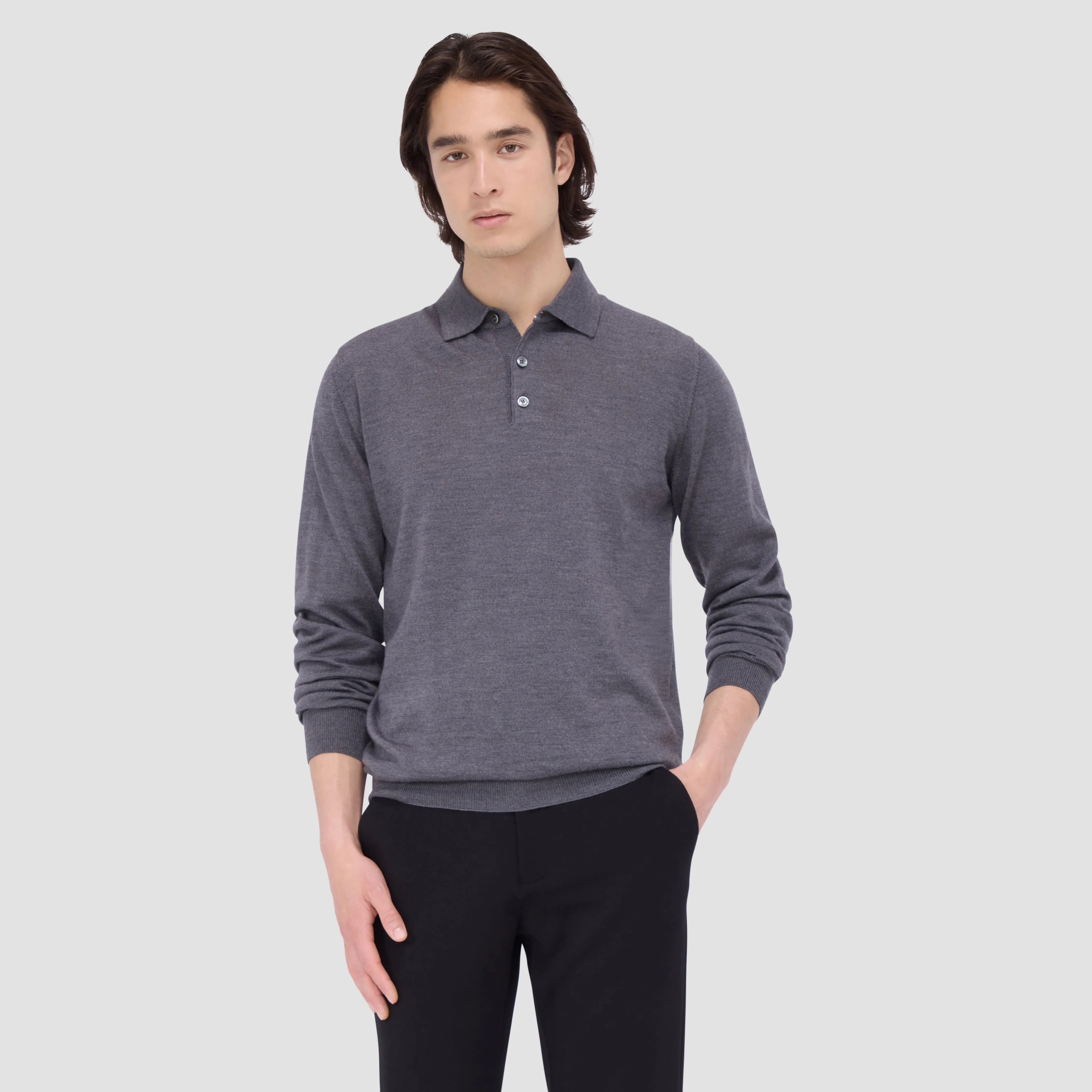 Super Merino Solid Polo Sweater sold by Bugatchi product image thumbnail 2