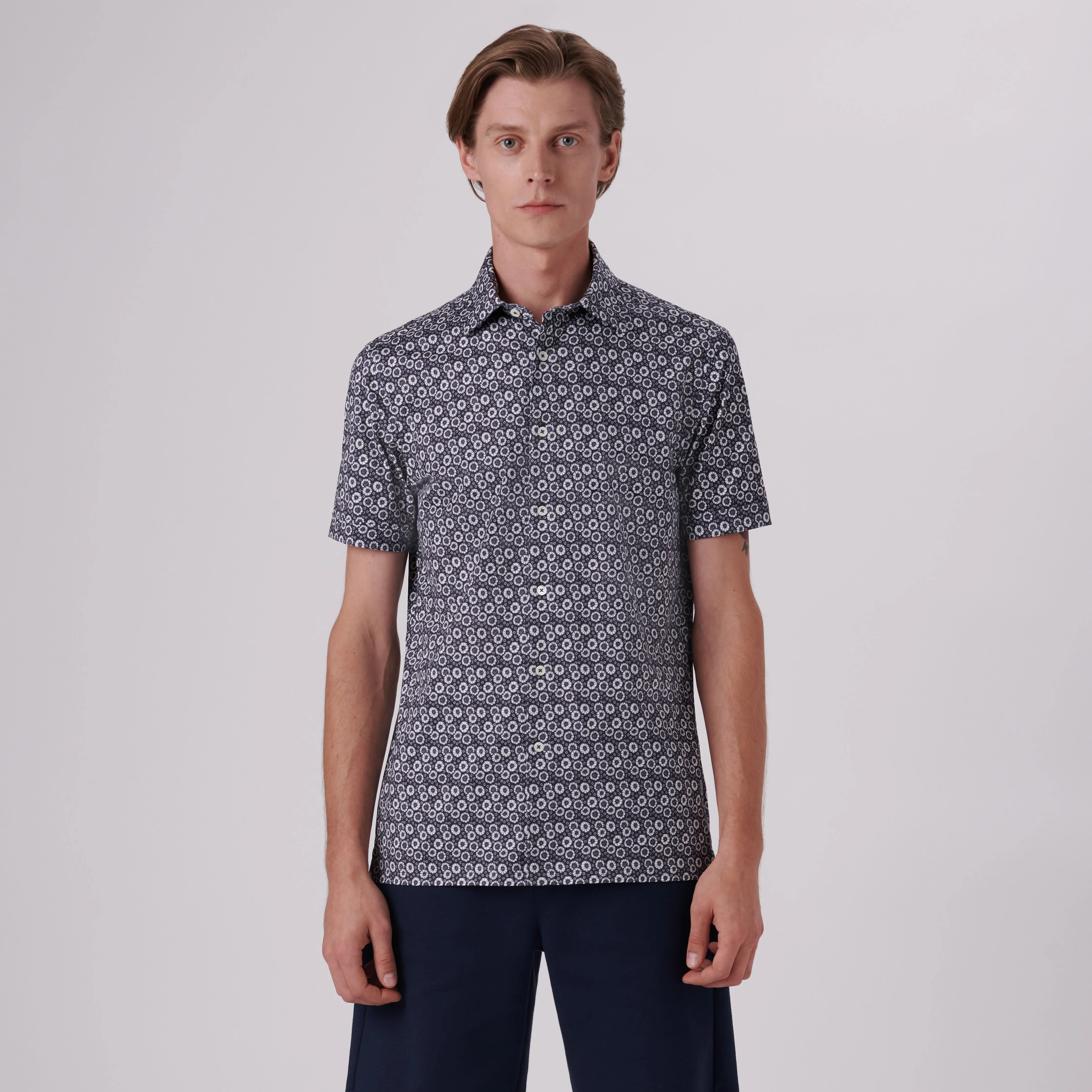 Milo Floral Print OoohCotton Short Sleeve Shirt sold by Bugatchi product image thumbnail 2