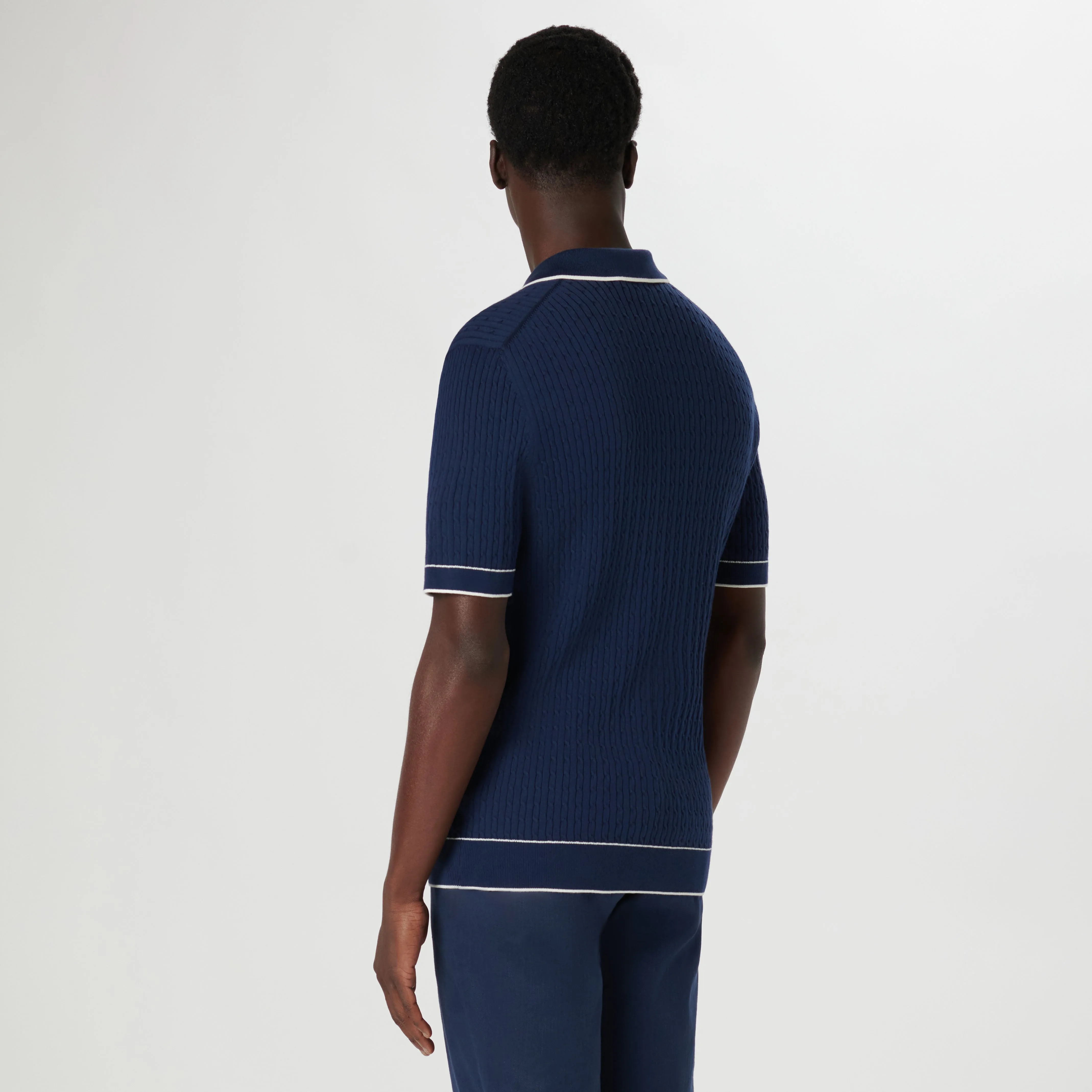 Cable Stitch Short Sleeve Polo Sweater sold by Bugatchi product image thumbnail 4