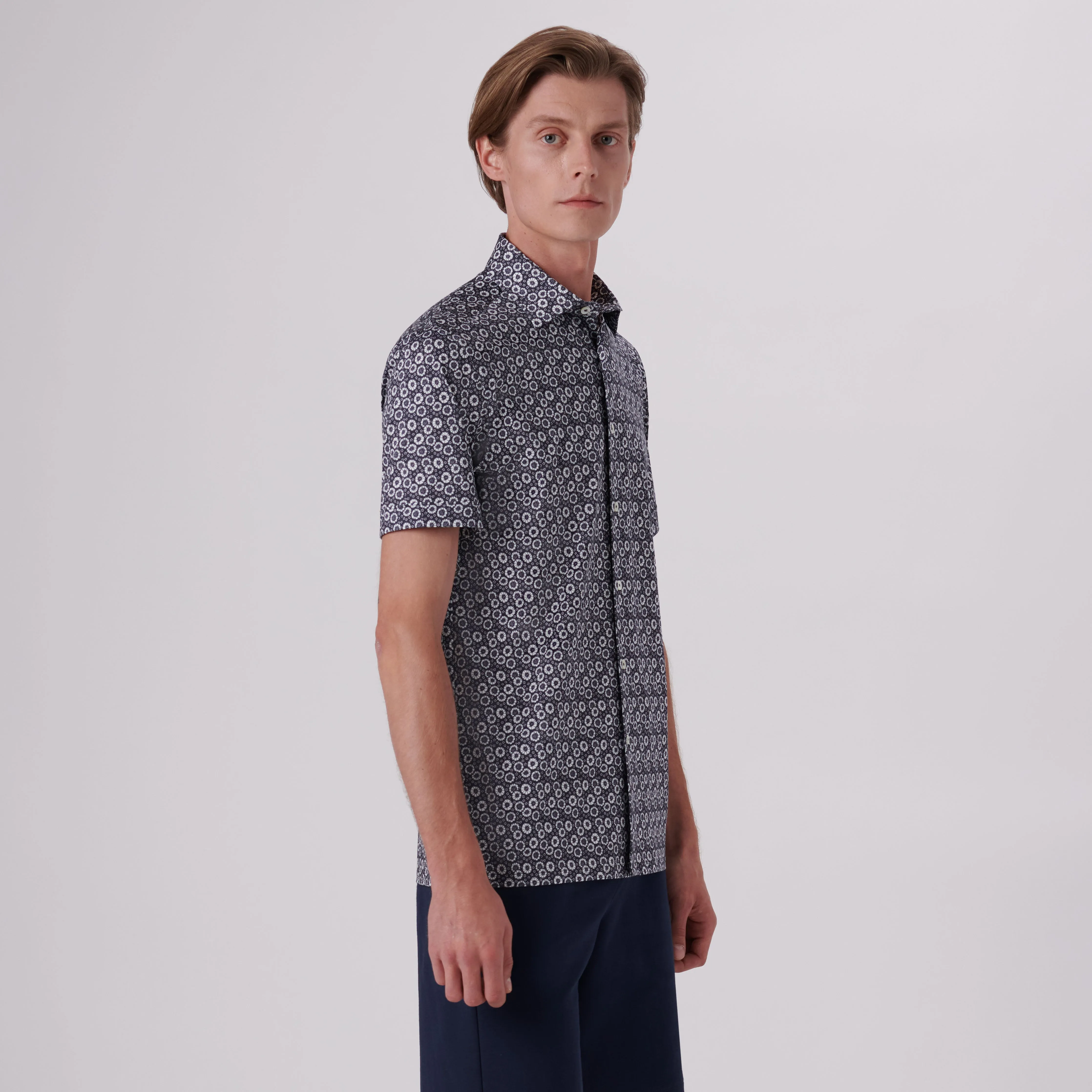 Milo Floral Print OoohCotton Short Sleeve Shirt sold by Bugatchi product image thumbnail 3
