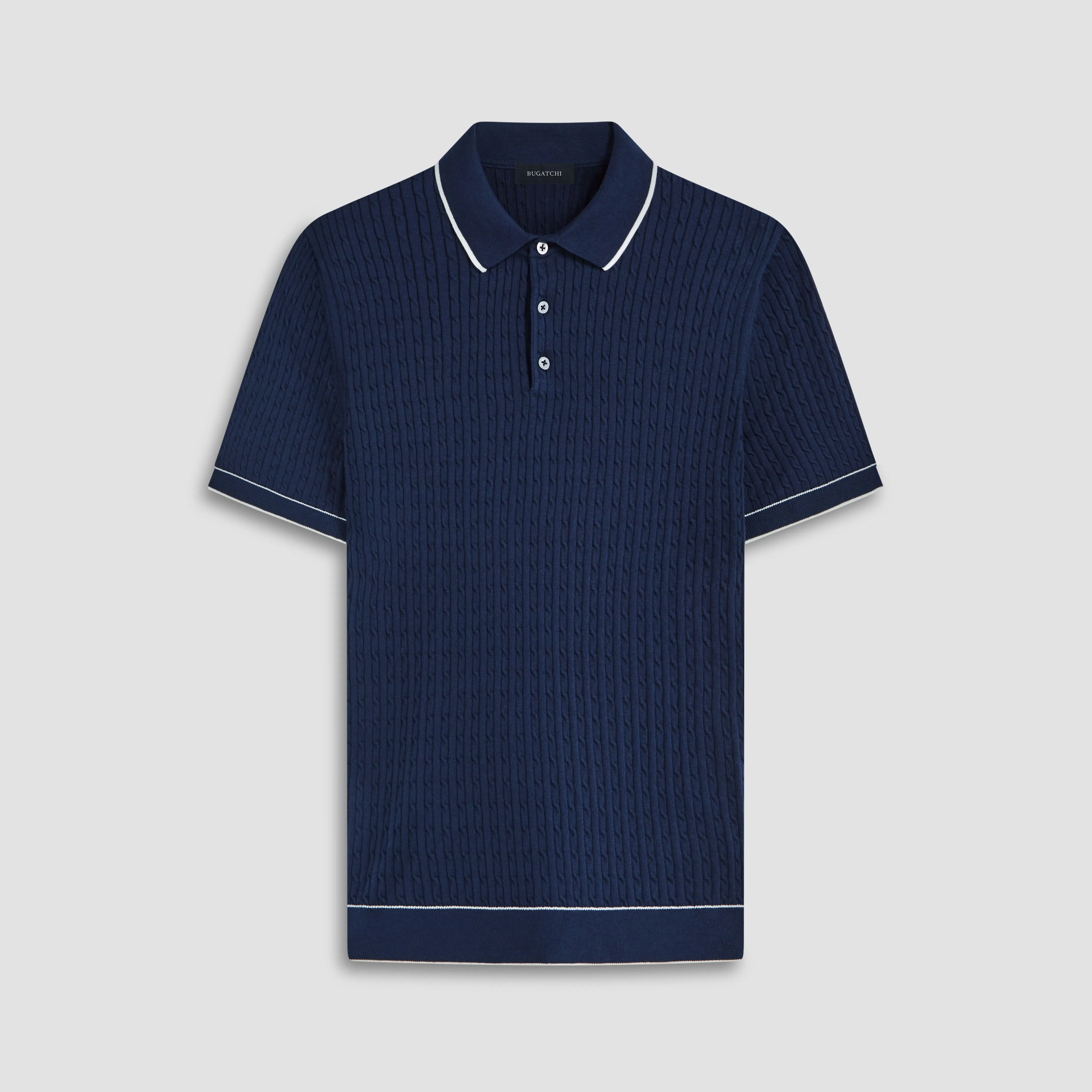 Cable Stitch Short Sleeve Polo Sweater sold by Bugatchi